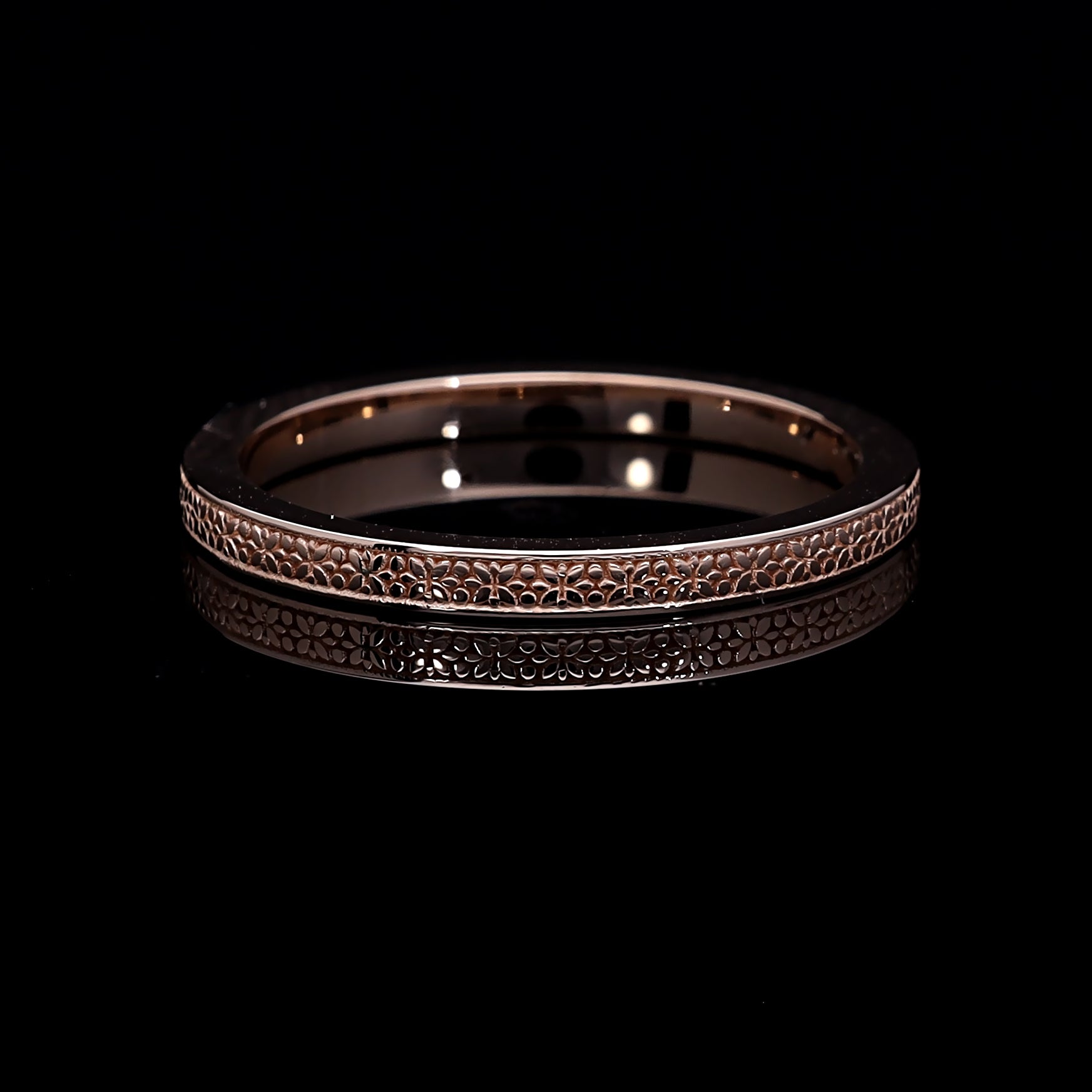 Verighete V000465 din aur roz model floare mica - Bijuterii LA ROSA