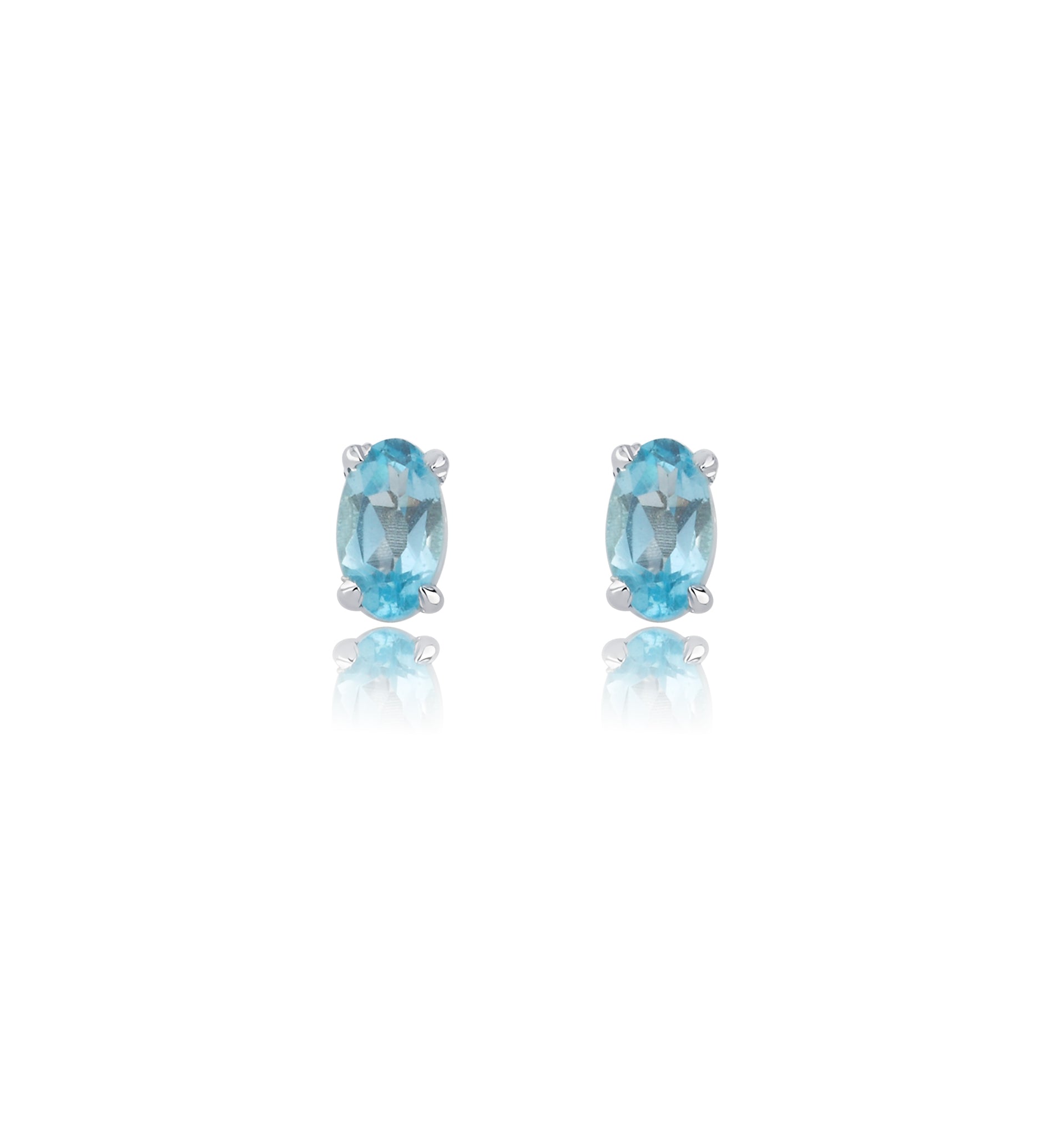 Cercei stud oval london blue topaz 0.40ct din aur alb 14k