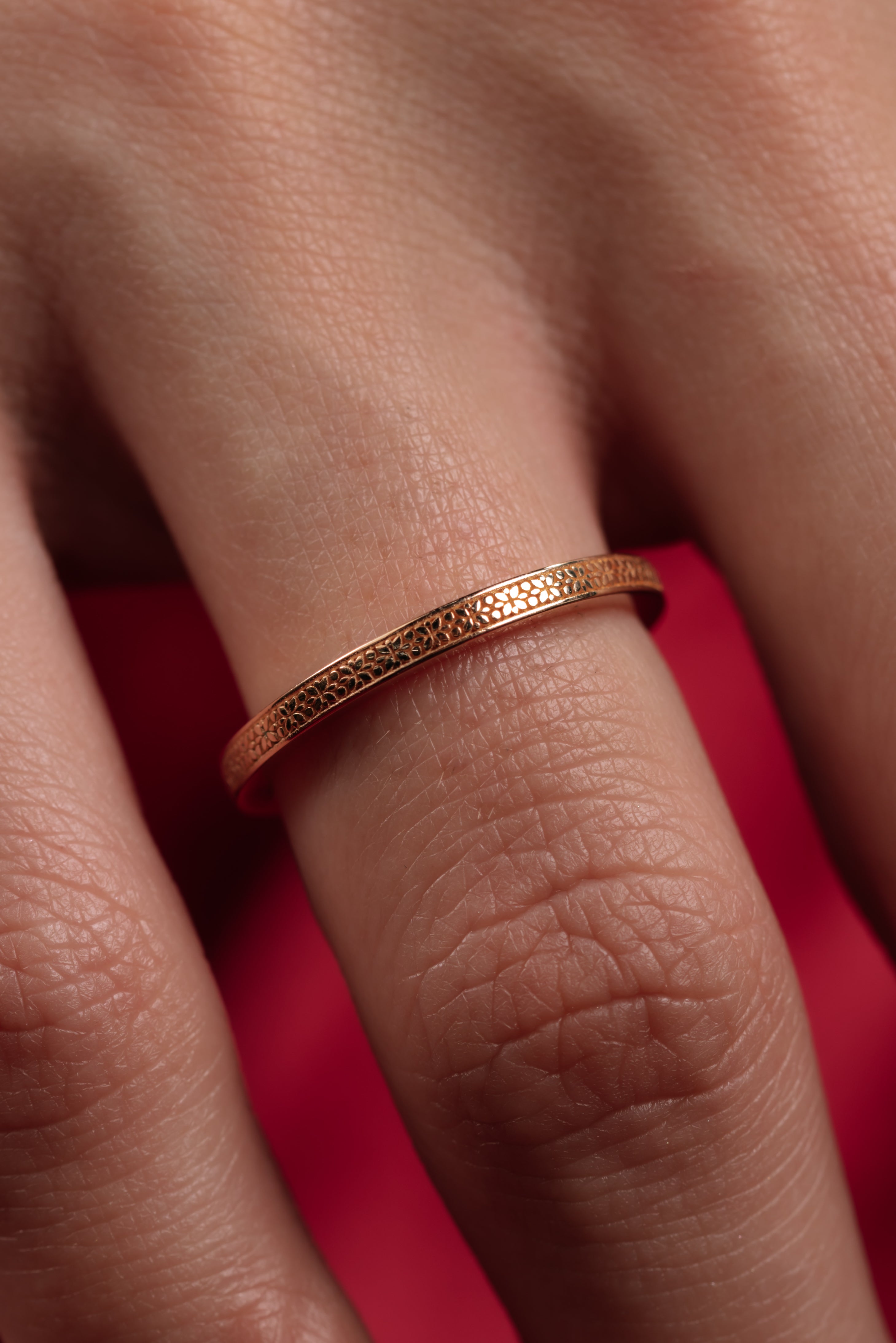 Inel V000465 din aur roz 14k model floare mica - Bijuterii LA ROSA