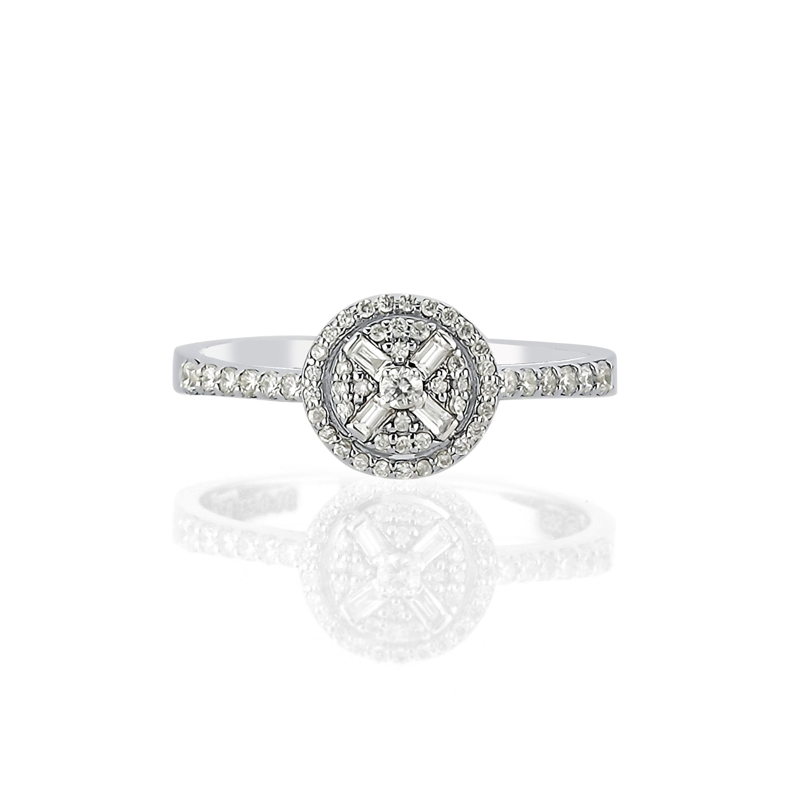 Inel AVS2701 din aur alb 14k forma rotunda cu diamante - Bijuterii LA ROSA