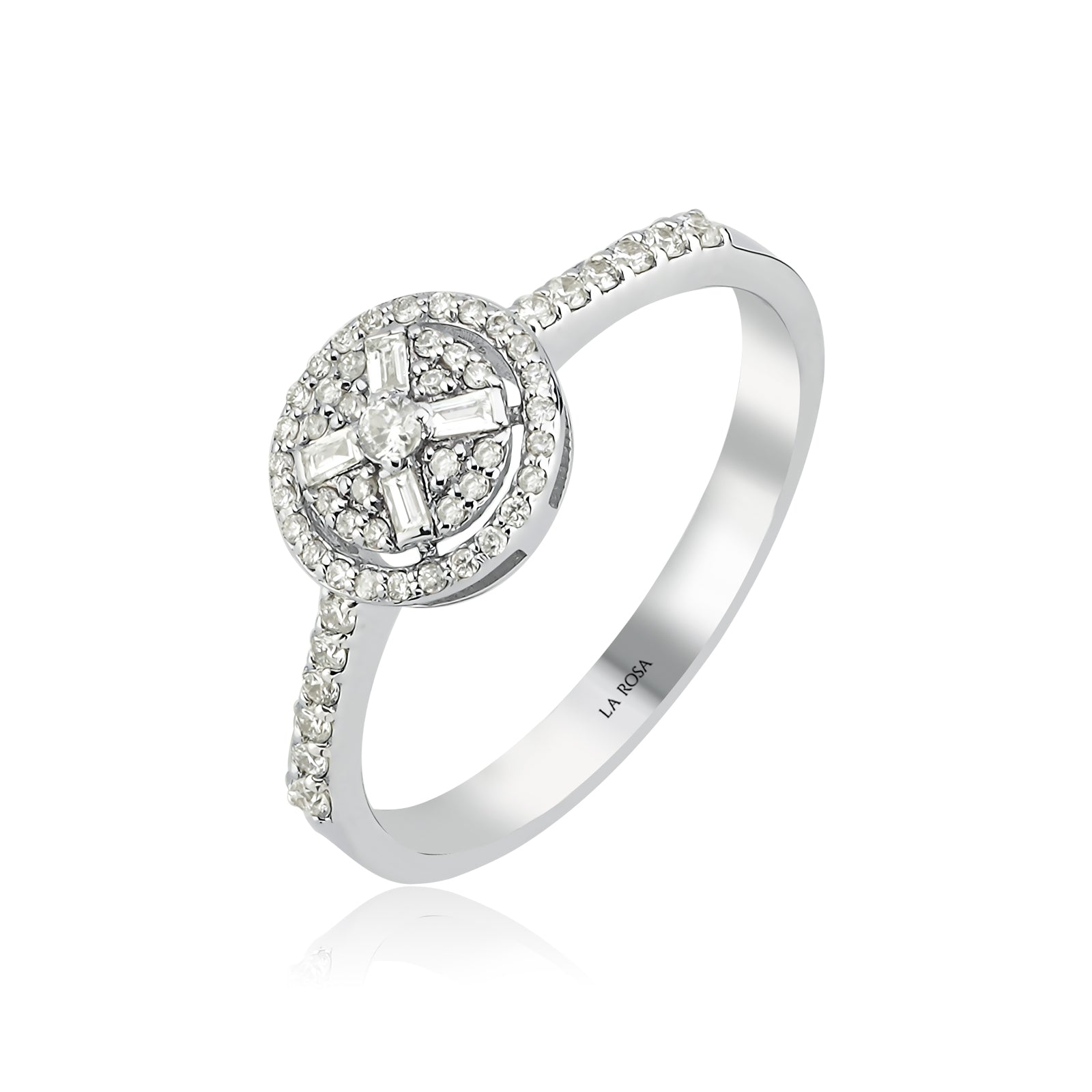 Inel AVS2701 din aur alb 14k forma rotunda cu diamante - Bijuterii LA ROSA