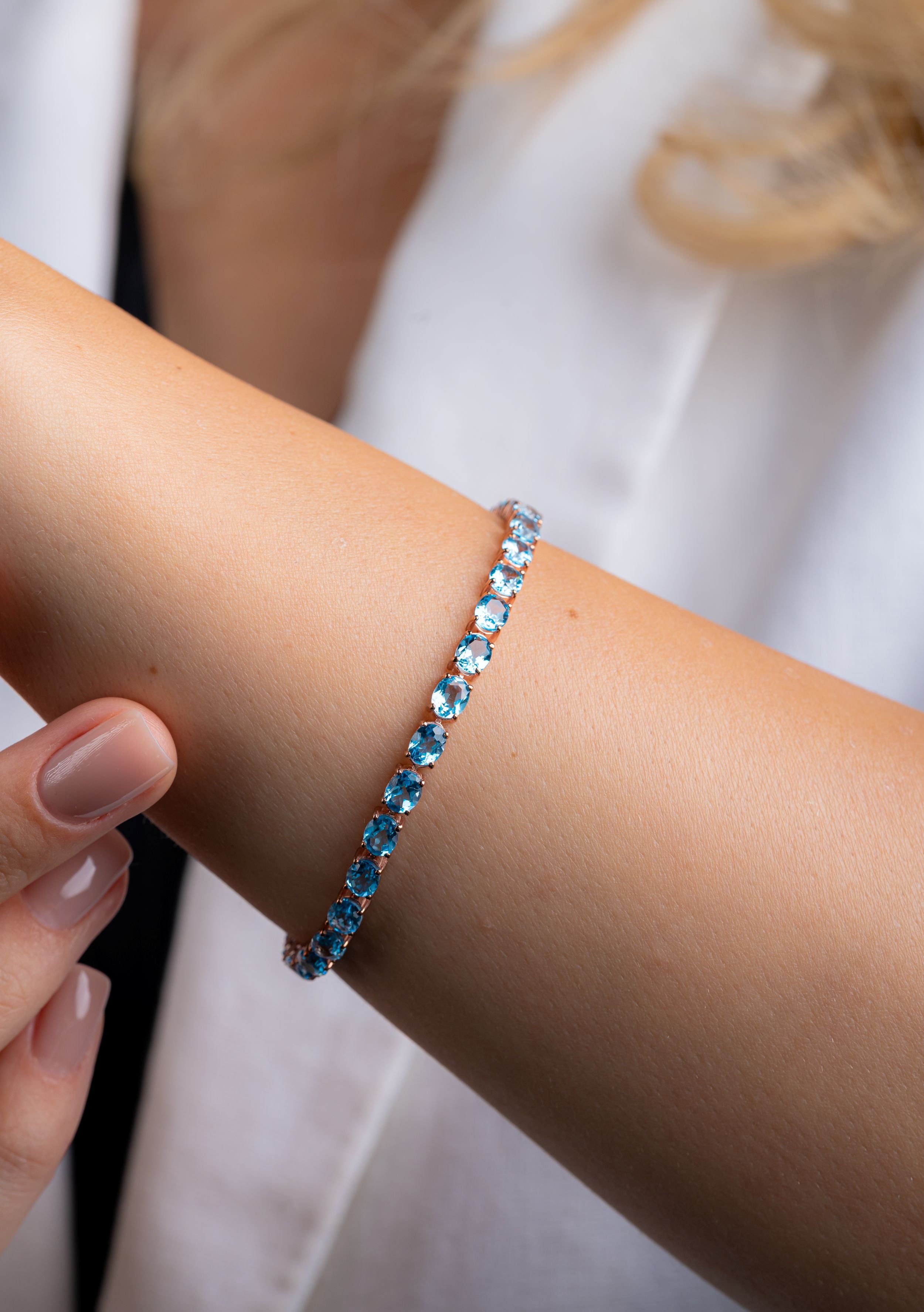 Bratara B000558 din aur roz 14k cu safire 12.68ct