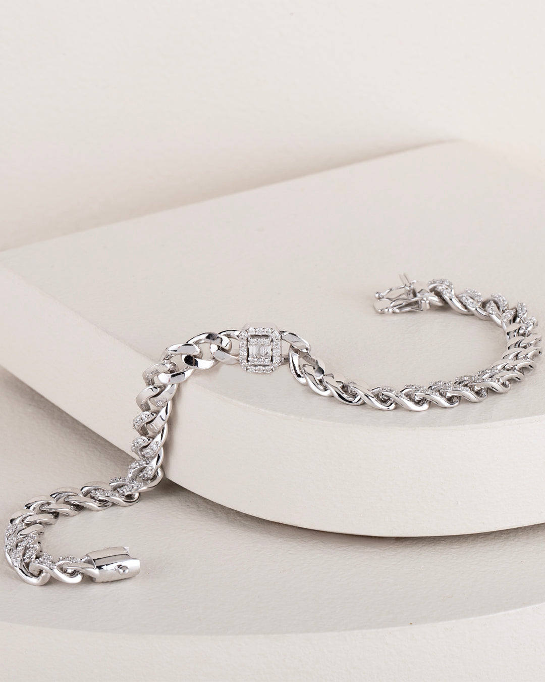 Bratara AR003B din aur alb 14k cu diamante - Bijuterii LA ROSA