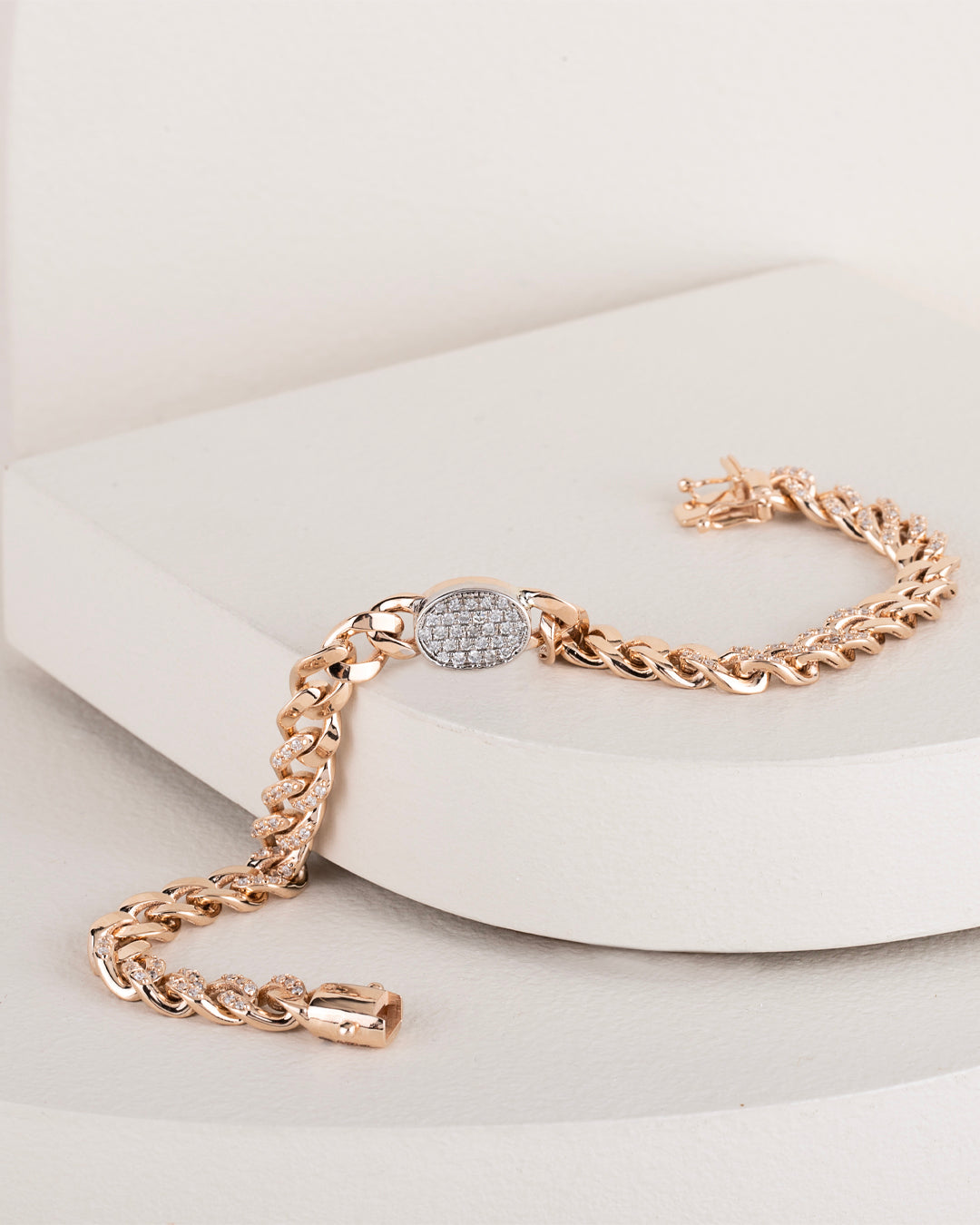Bratara AR0045B din aur roz 14k cu diamante - Bijuterii LA ROSA