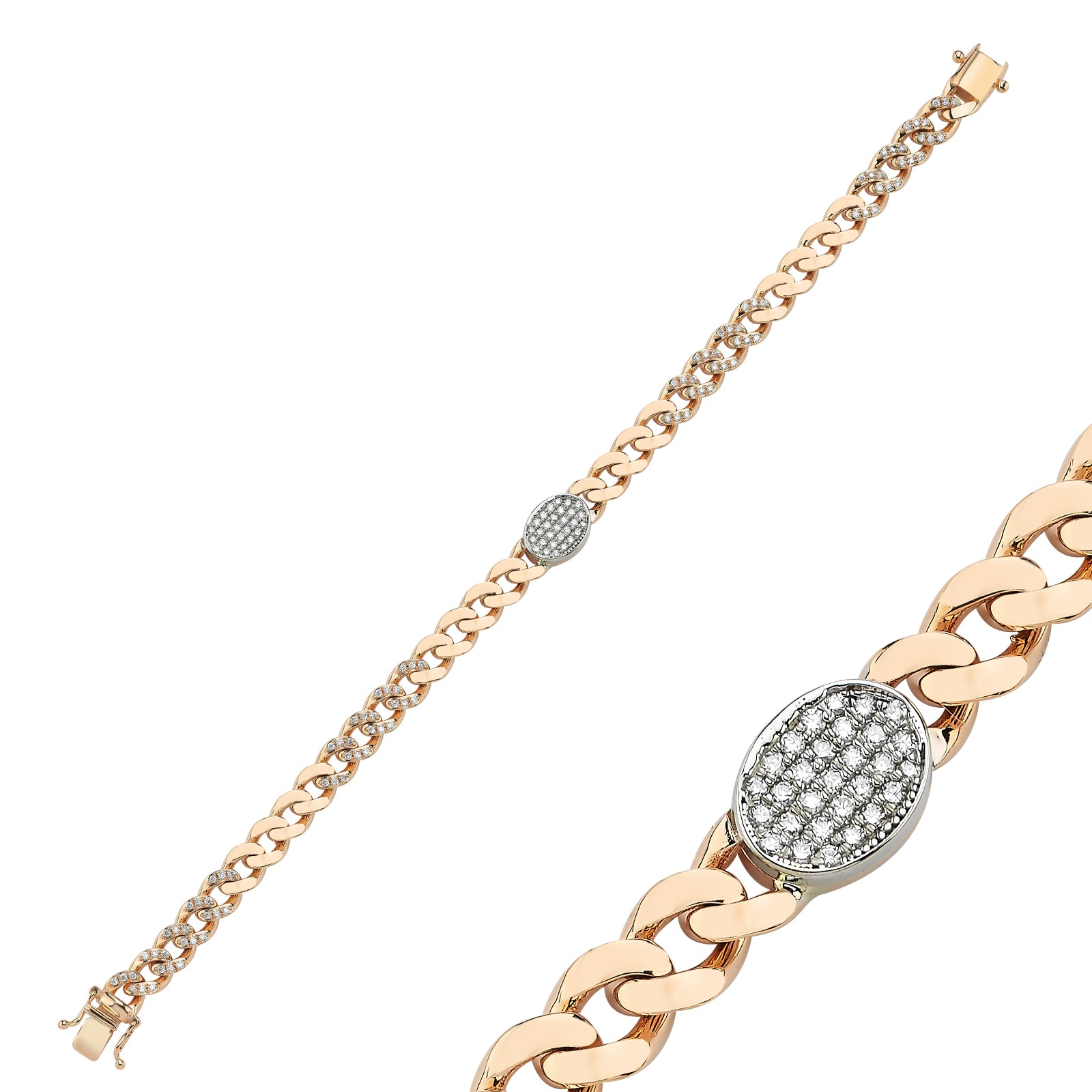 Bratara AR0045B din aur roz 14k cu diamante - Bijuterii LA ROSA