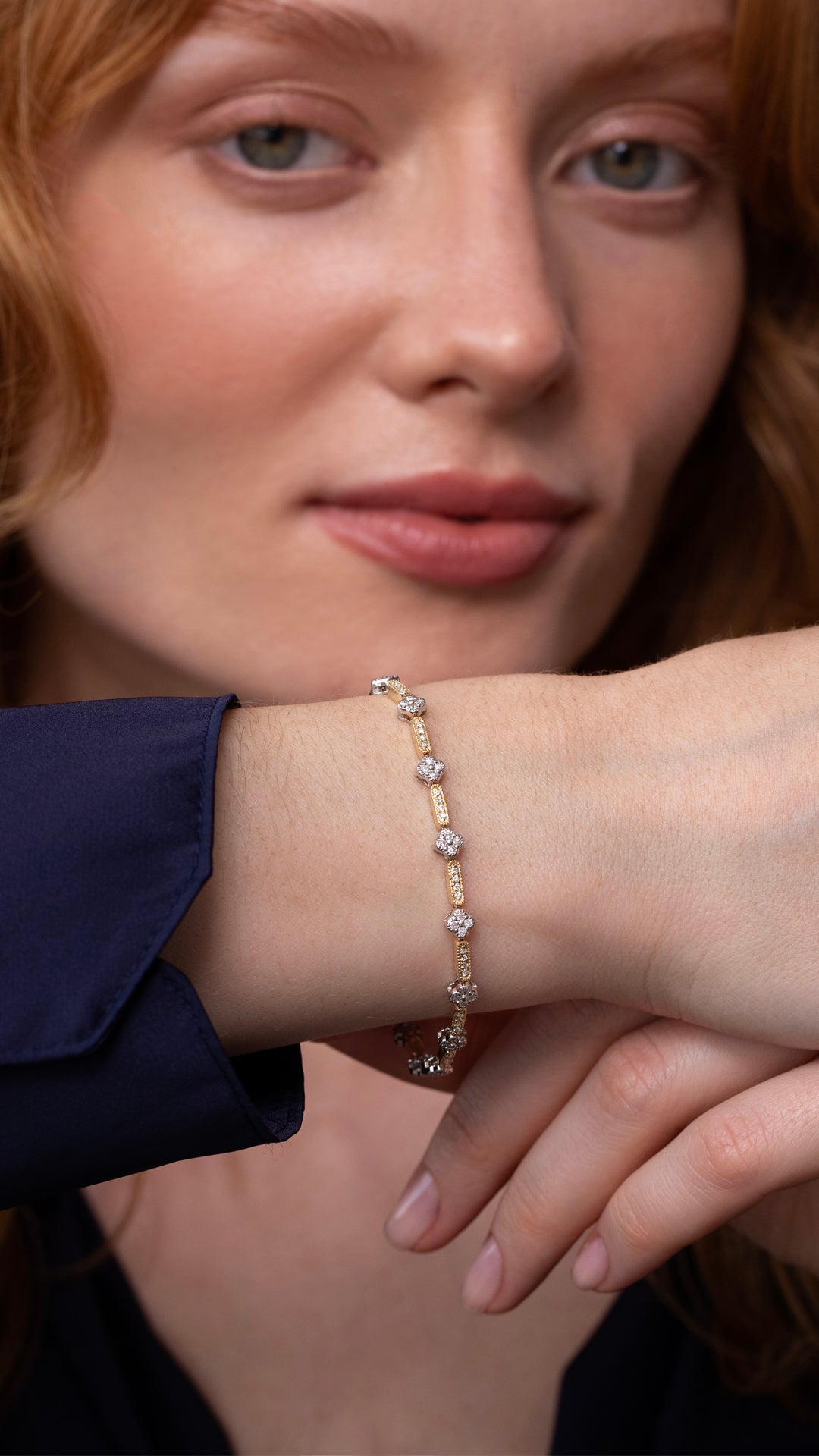 Bratara CN0648B din aur galben 14k cu diamante - Bijuterii LA ROSA