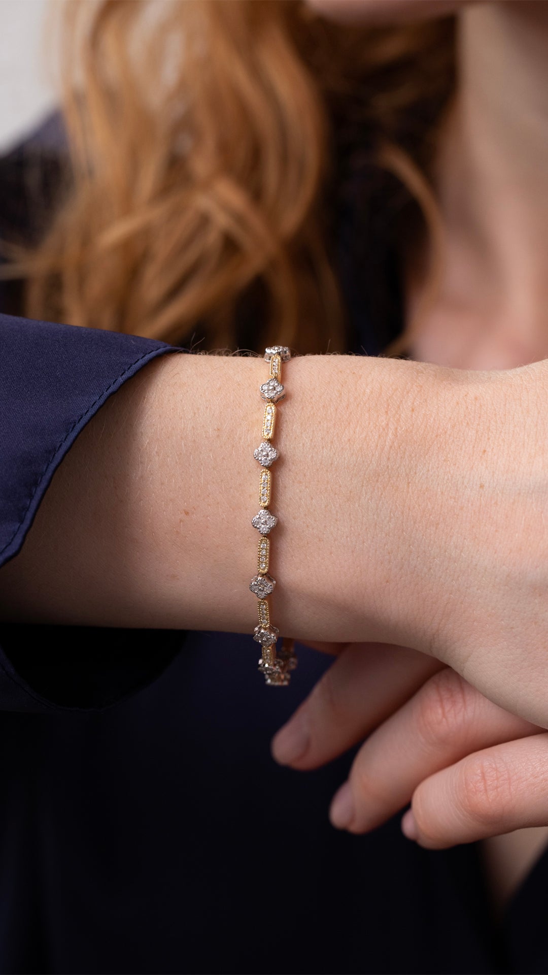 Bratara CN0648B din aur galben 14k cu diamante - Bijuterii LA ROSA