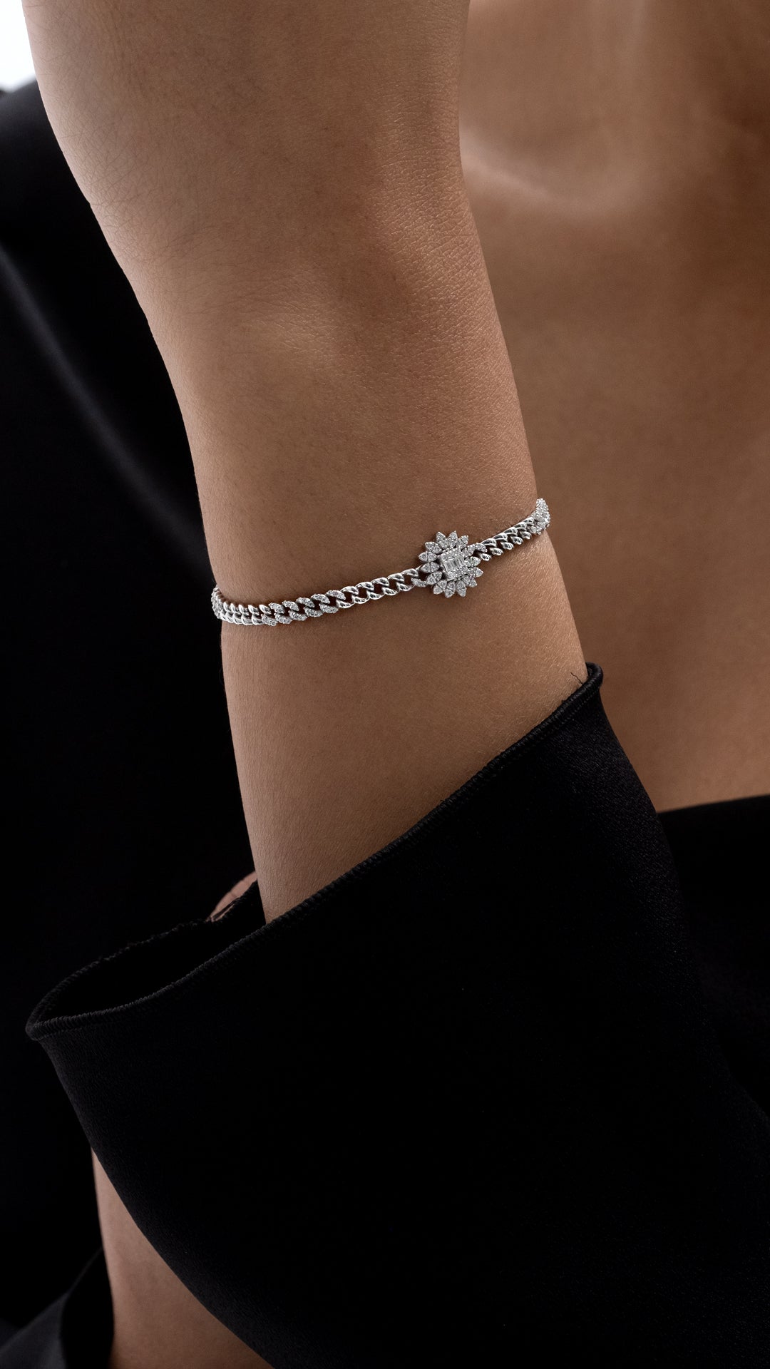 Bratara DZ34681 model zale din aur alb 14k cu diamante - Bijuterii LA ROSA