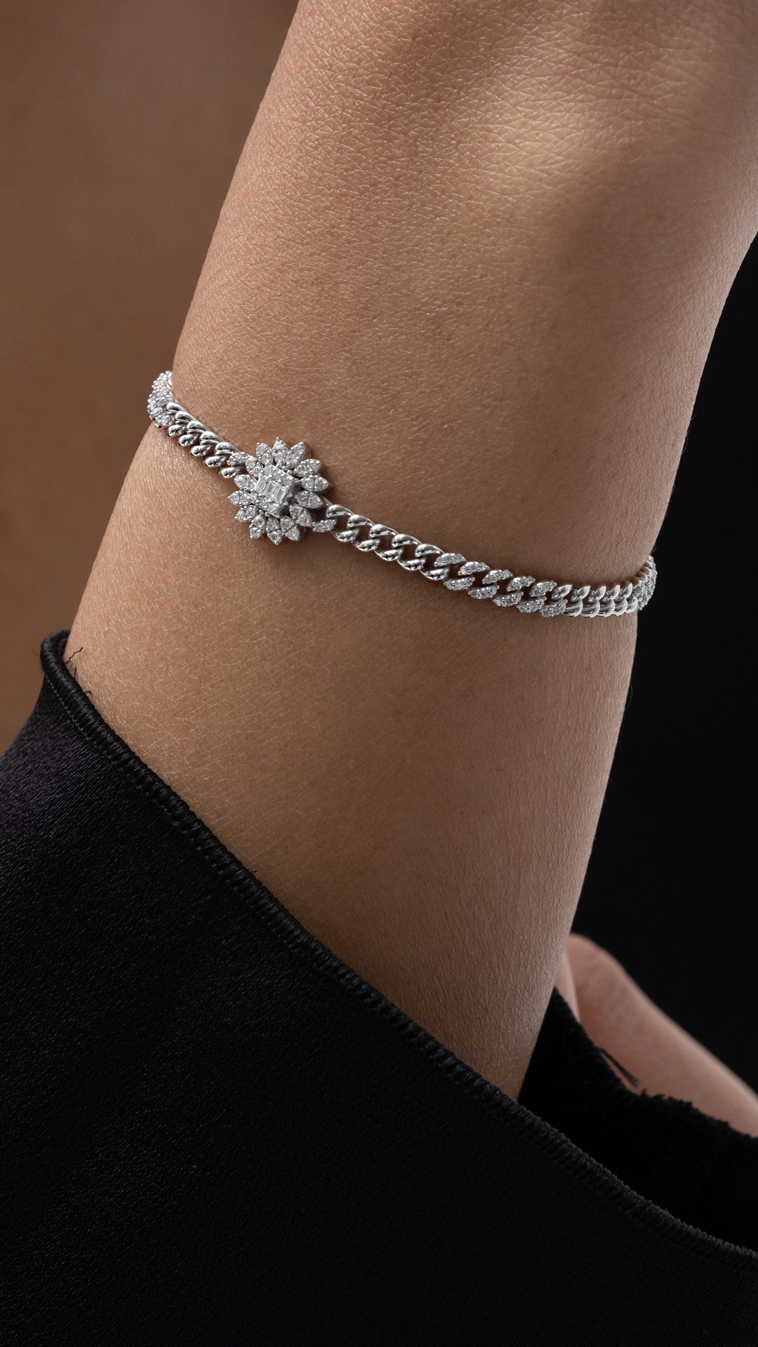 Bratara DZ34681 model zale din aur alb 14k cu diamante - Bijuterii LA ROSA