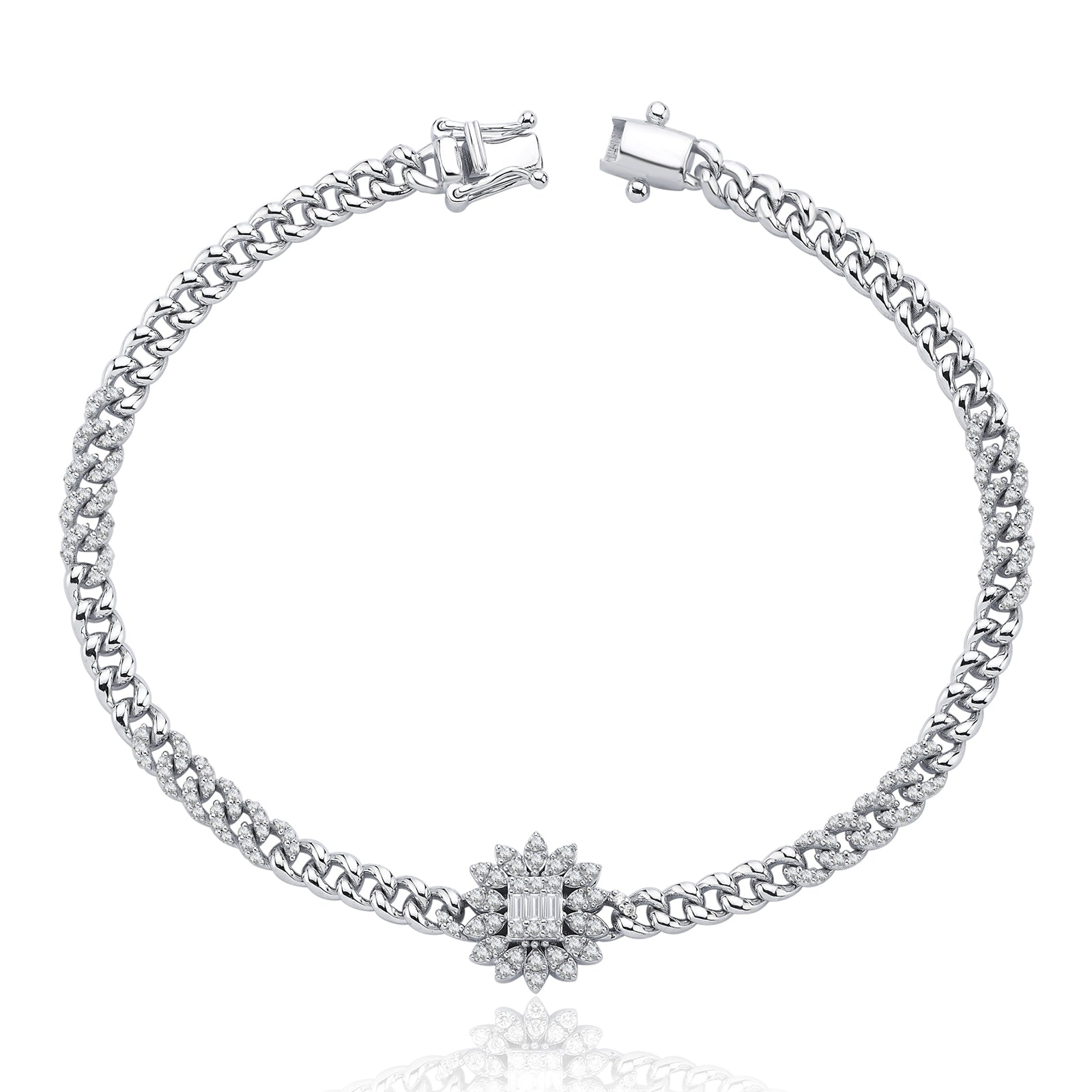Bratara DZ34681 model zale din aur alb 14k cu diamante - Bijuterii LA ROSA