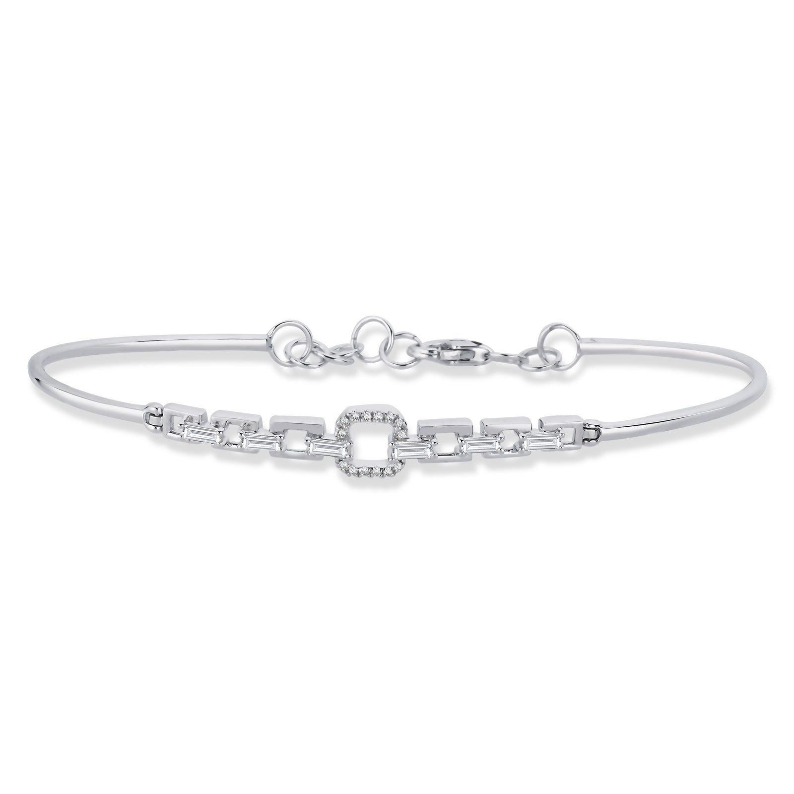 Bratara DZ34746 din aur alb 14k model zale cu diamante baguette - Bijuterii LA ROSA