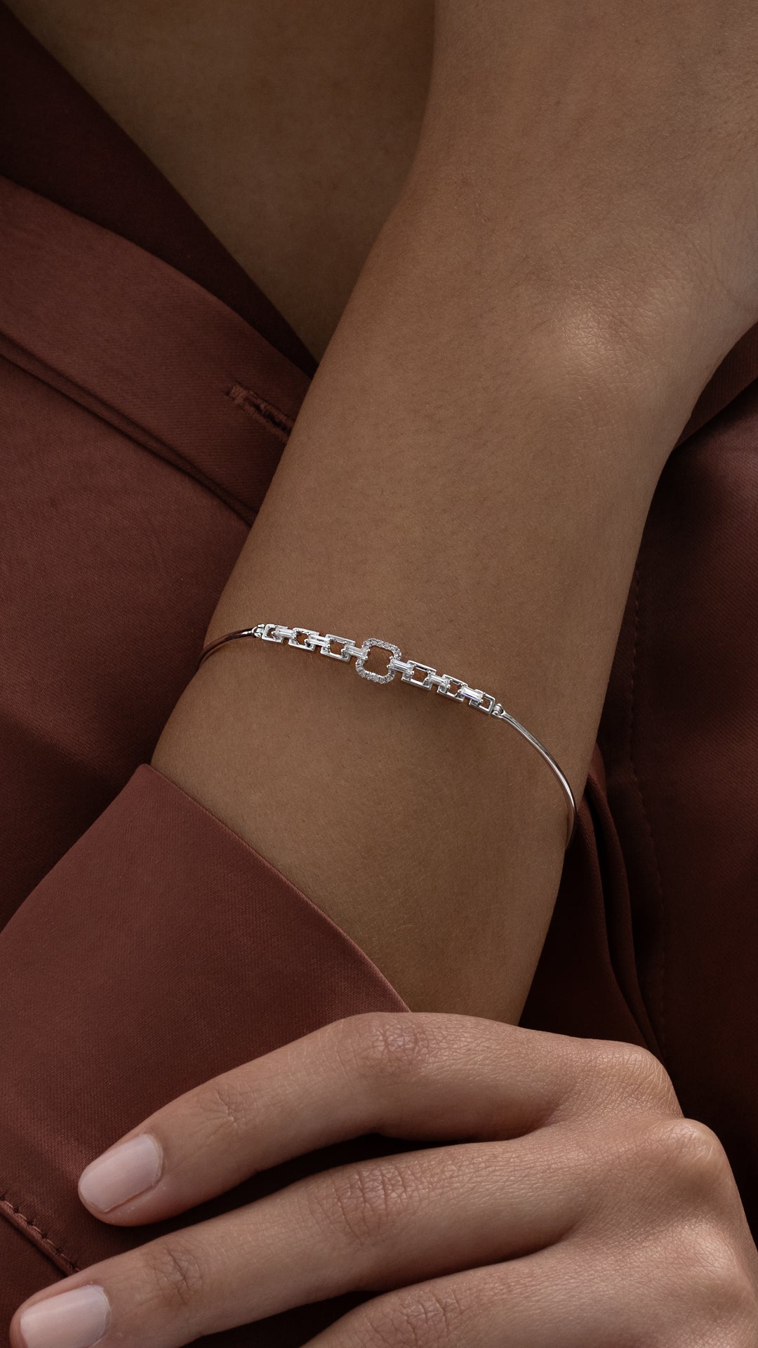Bratara DZ34746 din aur alb 14k model zale cu diamante baguette - Bijuterii LA ROSA