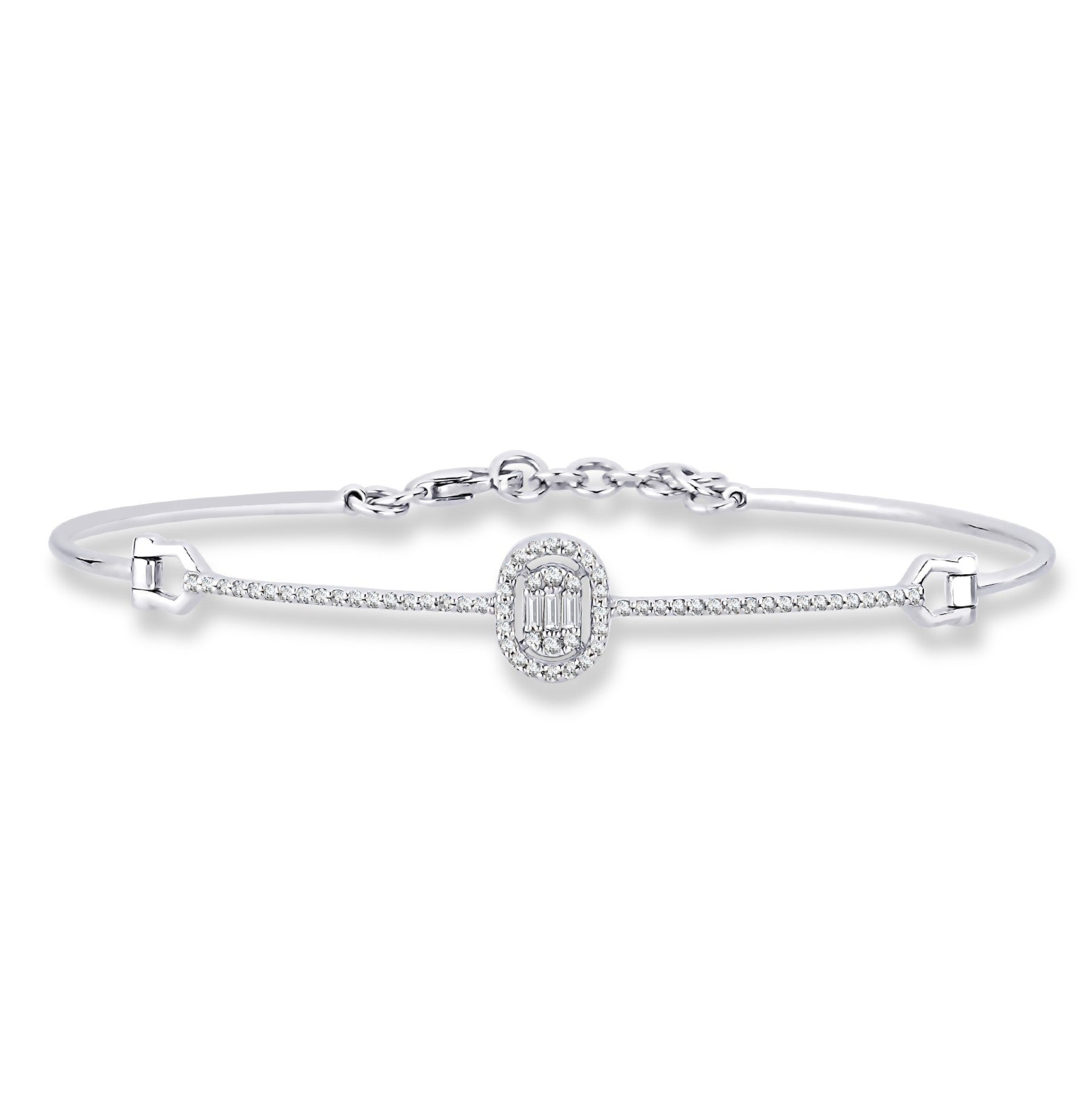 Bratara MD040257 din aur alb 14k forma ovala cu diamante - Bijuterii LA ROSA
