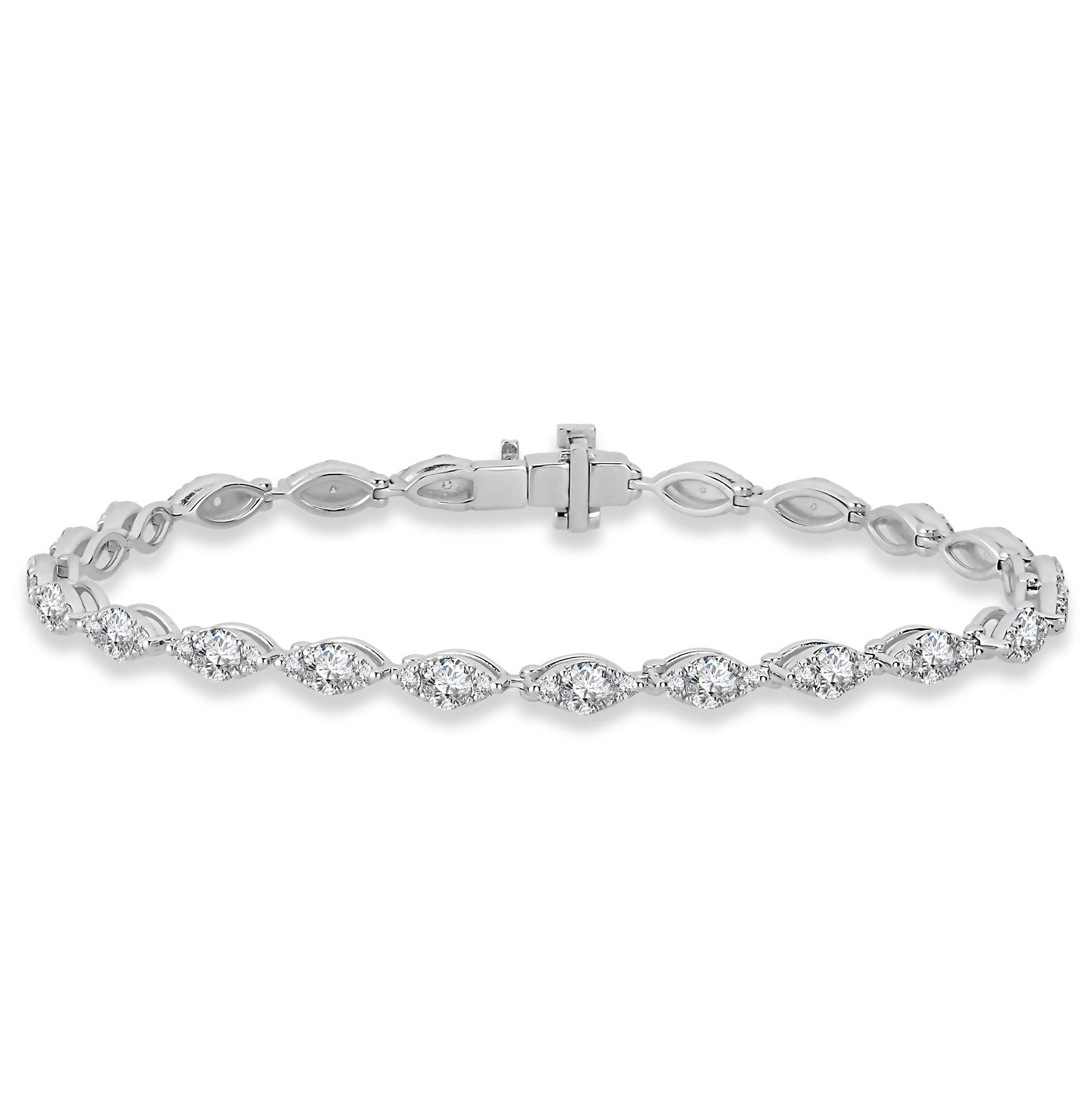 Bratara MD53986 din aur alb 18k cu diamante marquise - Bijuterii LA ROSA