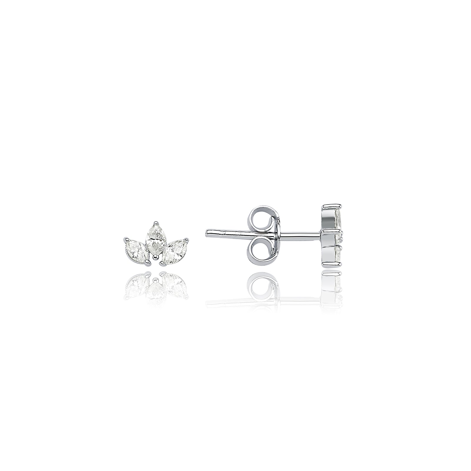 Cercei E001075 din aur alb 14k cu diamante marquise - Bijuterii LA ROSA