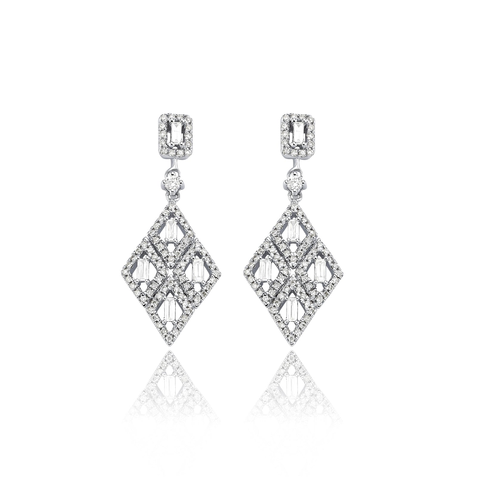Cercei CN1318E din aur alb 14k cu diamante - Bijuterii LA ROSA
