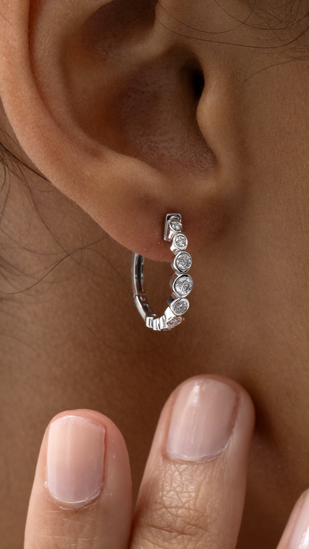 Cercei HD0611-E-2E tortita din aur alb 14k cu diamante - Bijuterii LA ROSA