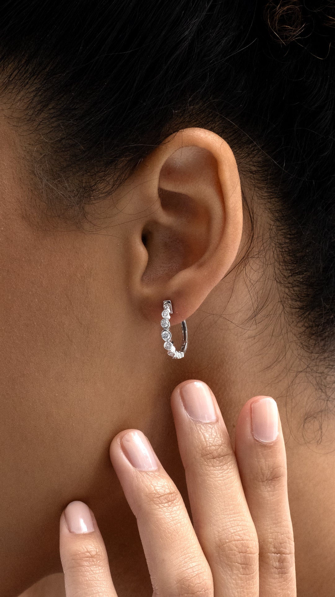 Cercei HD0611-E-2E tortita din aur alb 14k cu diamante - Bijuterii LA ROSA