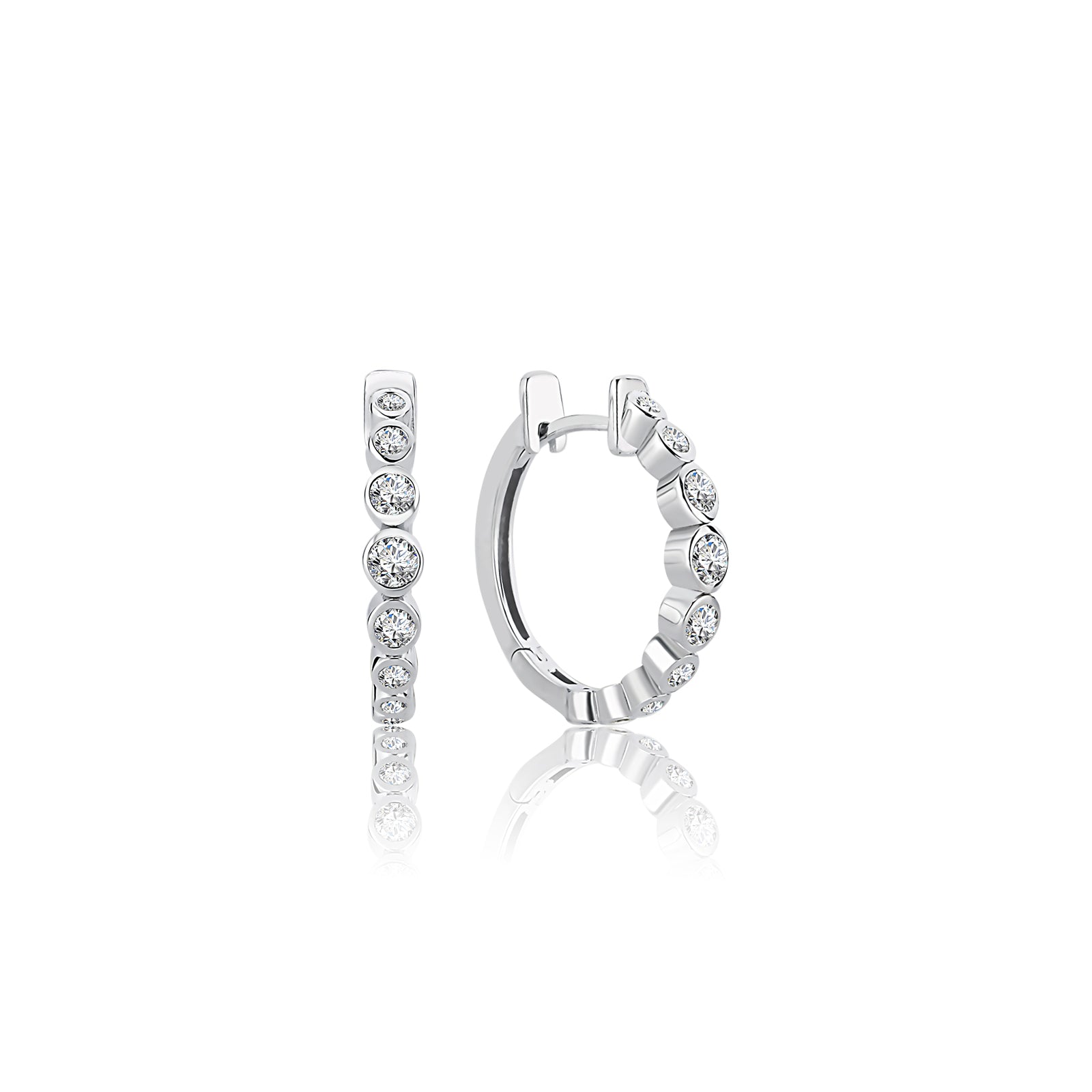 Cercei HD0611-E-2E tortita din aur alb 14k cu diamante - Bijuterii LA ROSA