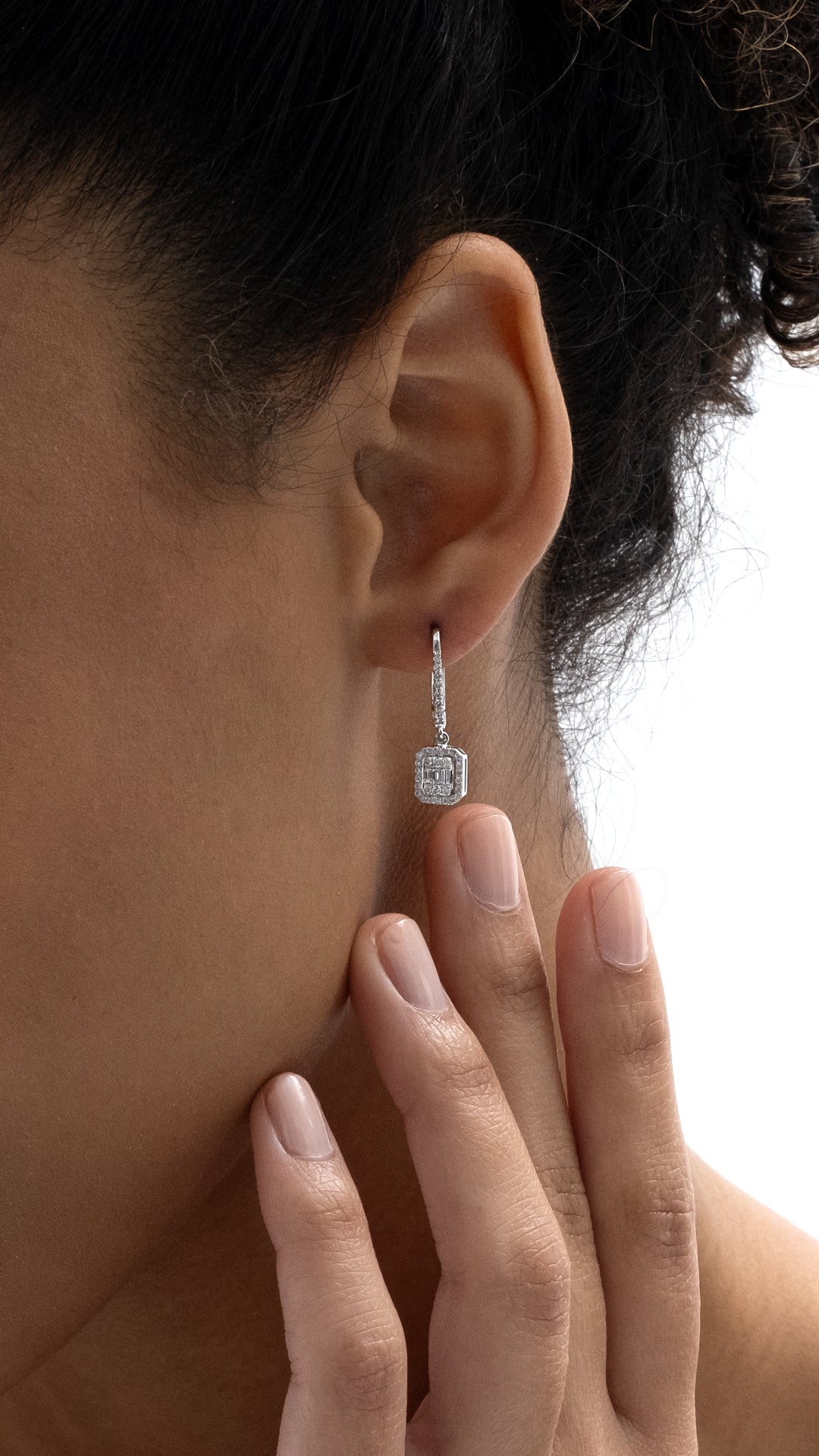 Cercei MD09935 din aur alb 14k cu diamante - Bijuterii LA ROSA