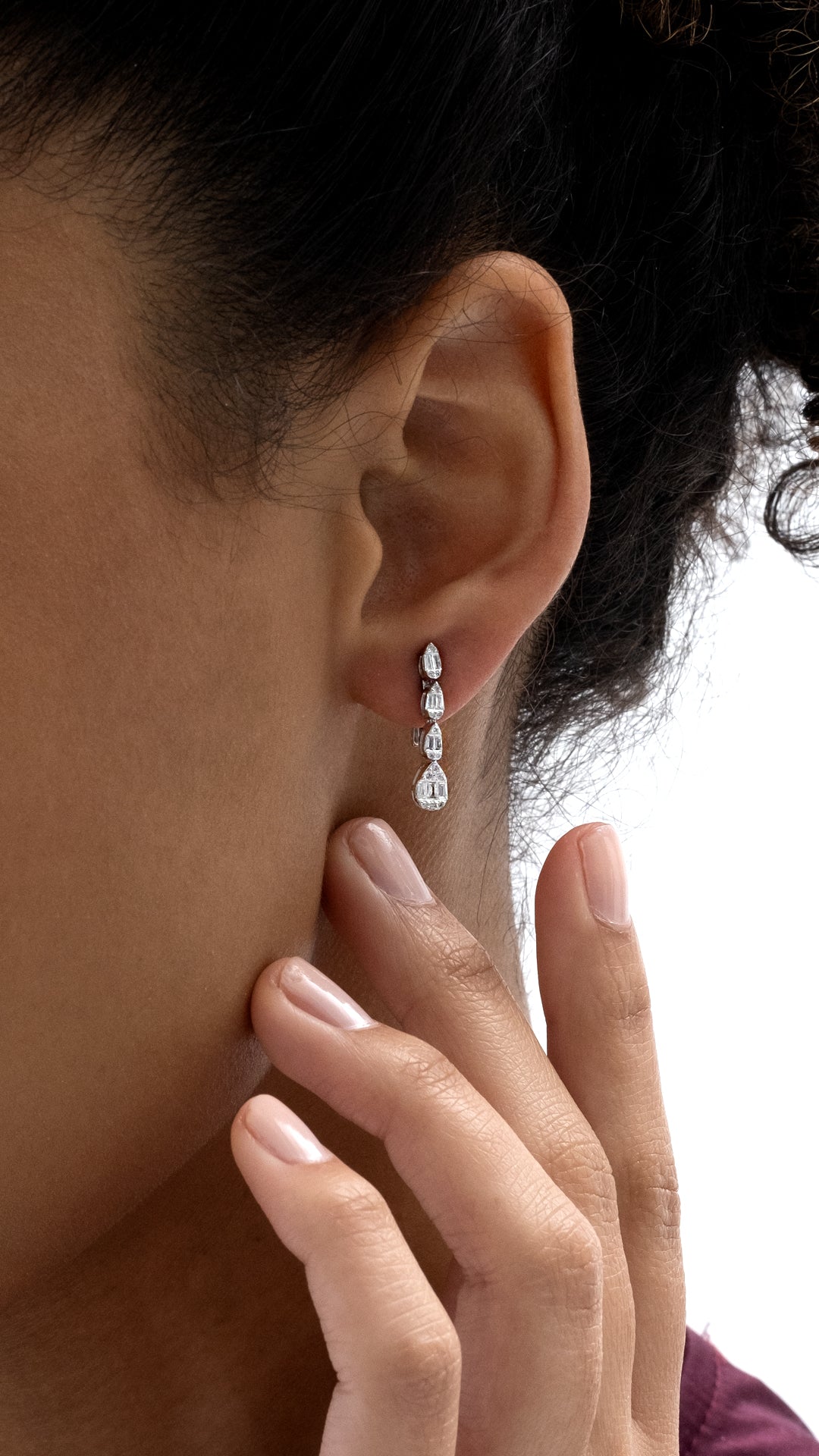 Cercei MD27555 din aur alb 14k cu diamante - Bijuterii LA ROSA