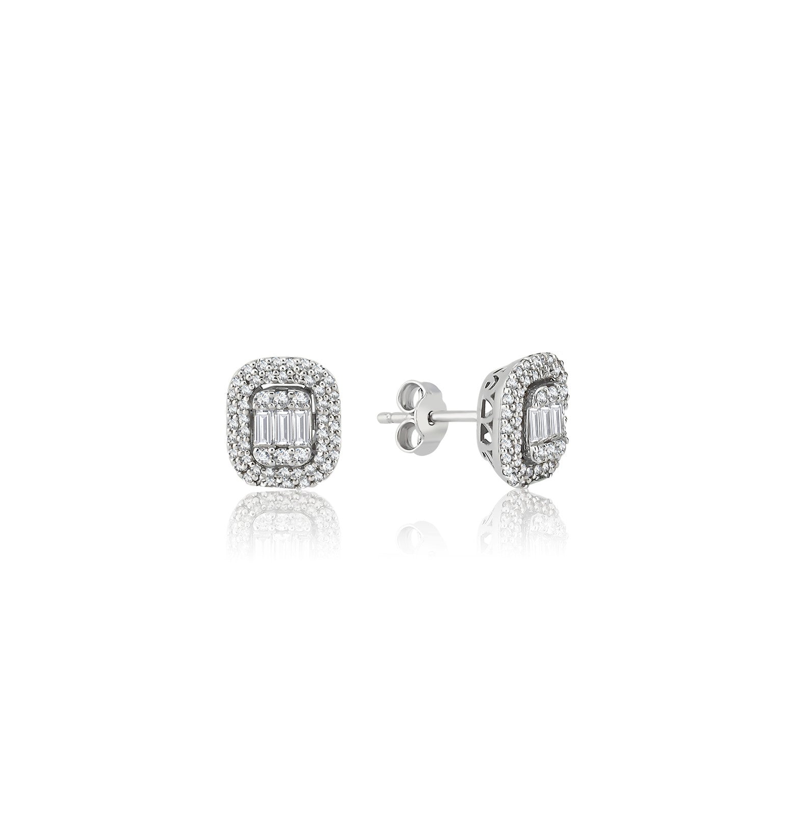 Cercei MD43211 din aur alb 14k cu diamante - Bijuterii LA ROSA