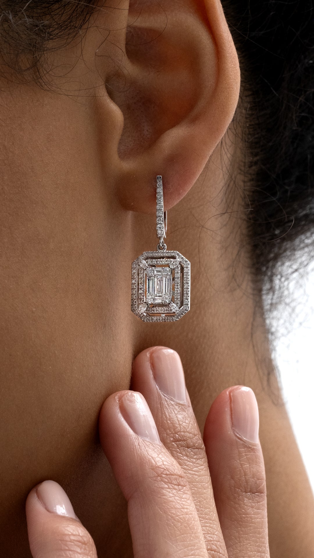 Cercei MD51100 din aur alb 14k cu diamante - Bijuterii LA ROSA