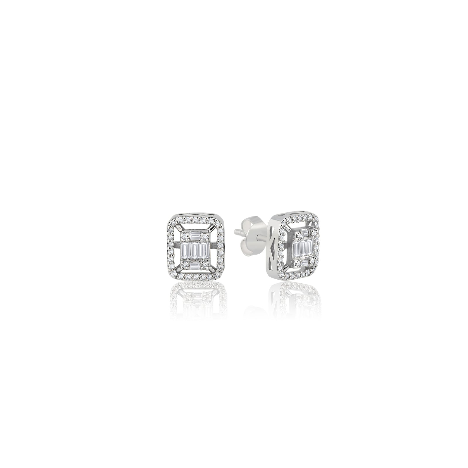 Cercei MD52454 din aur alb 14k cu diamante - Bijuterii LA ROSA