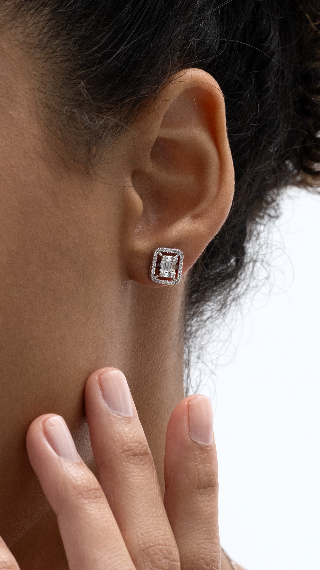 Cercei MD52454 din aur alb 14k cu diamante - Bijuterii LA ROSA