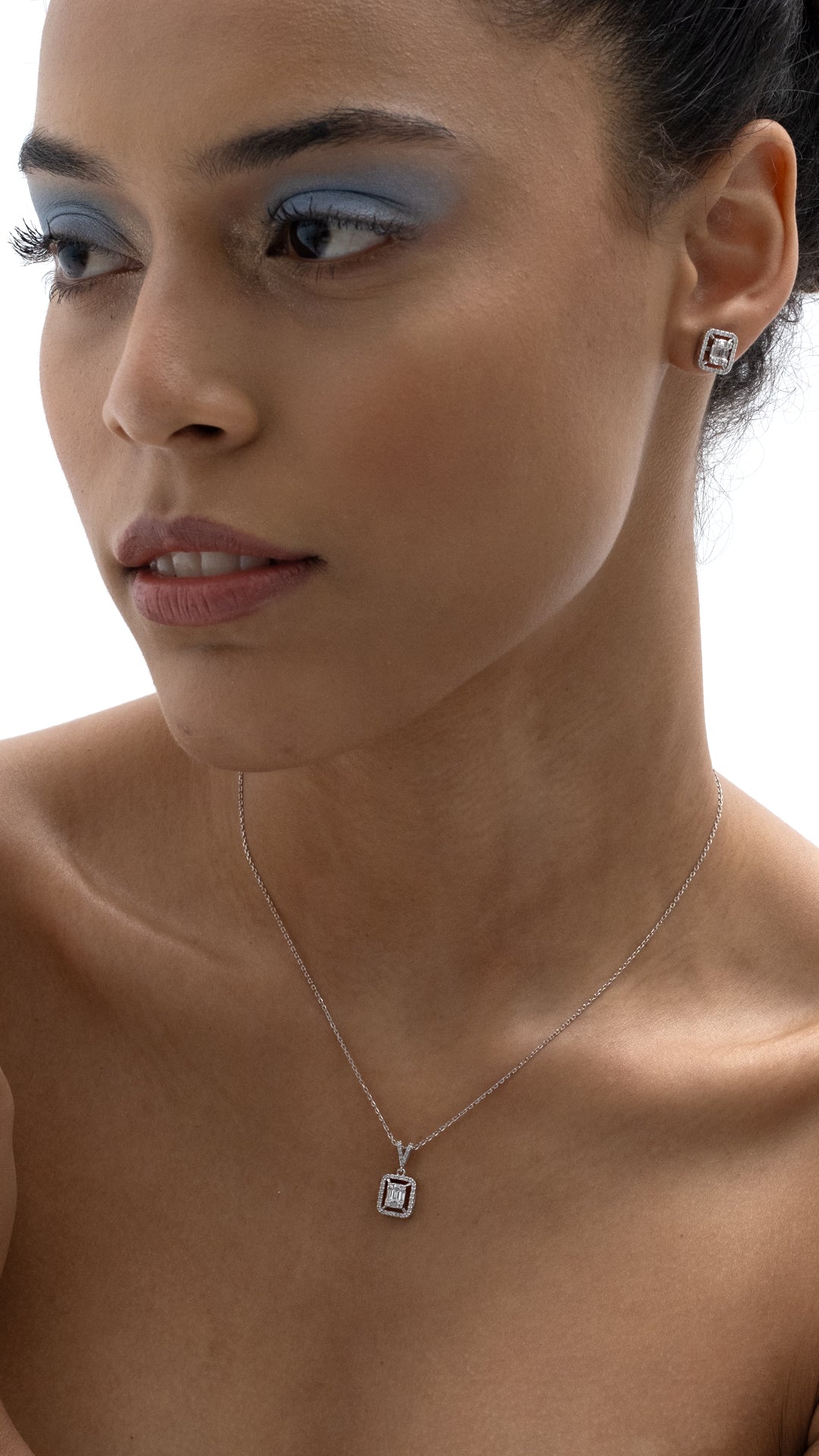 Cercei MD52454 din aur alb 14k cu diamante - Bijuterii LA ROSA