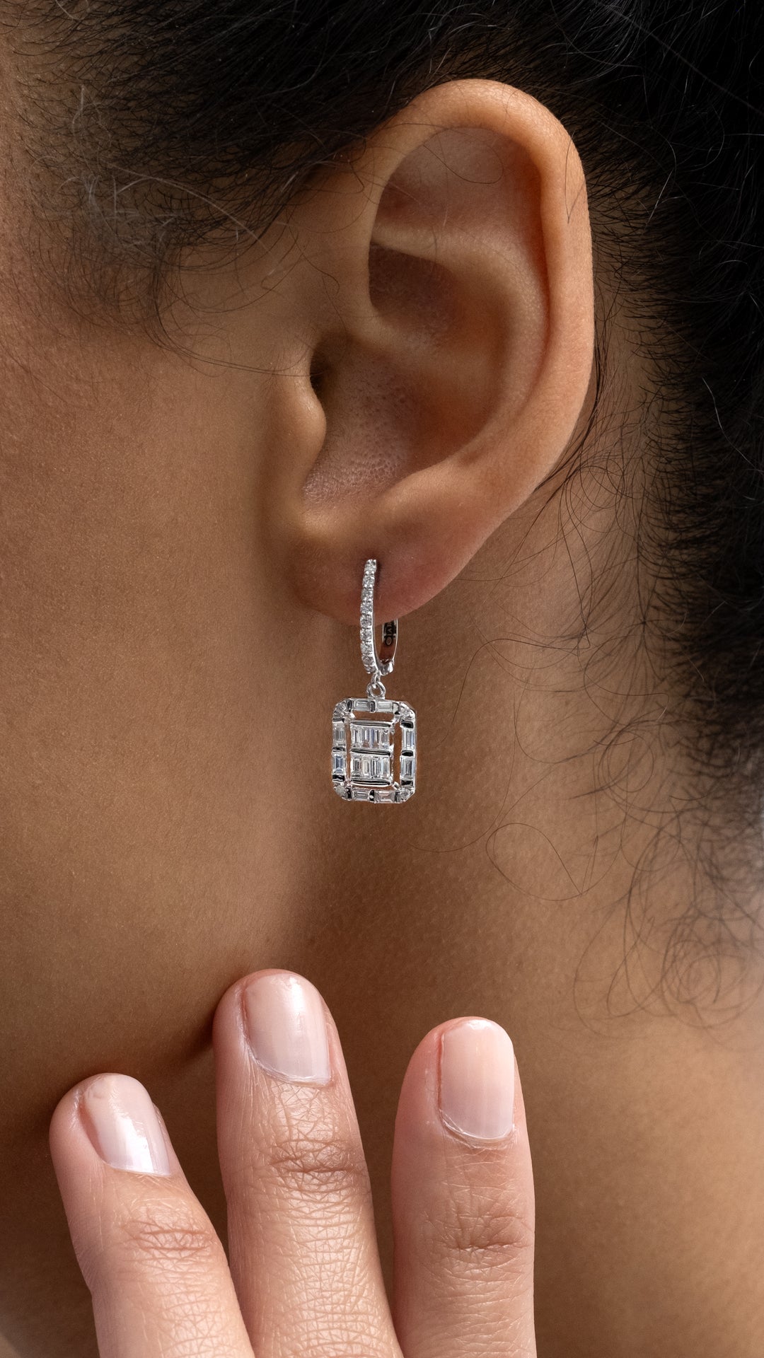 Cercei MD54706 din aur alb 14k cu diamante - Bijuterii LA ROSA