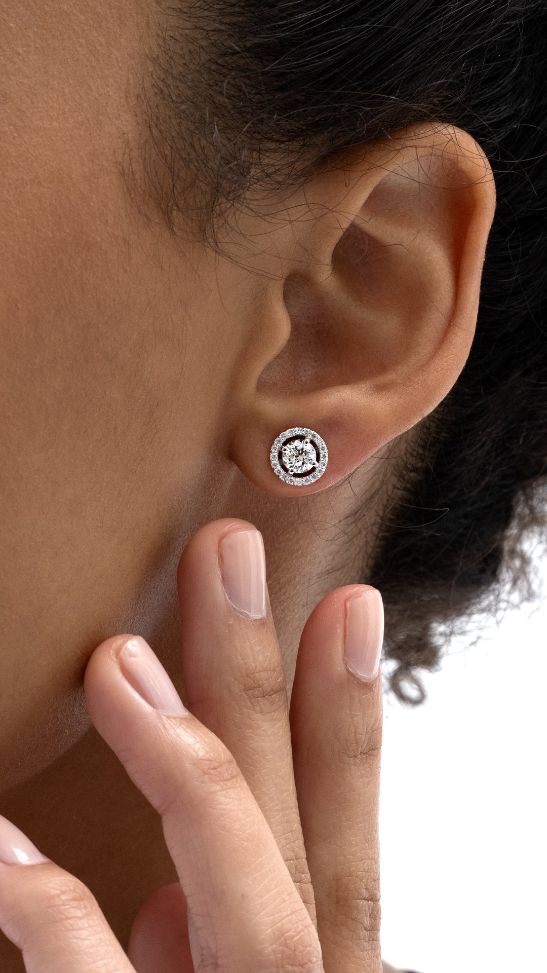 Cercei TK1135-E din aur alb 14k forma rotunda cu diamante - Bijuterii LA ROSA