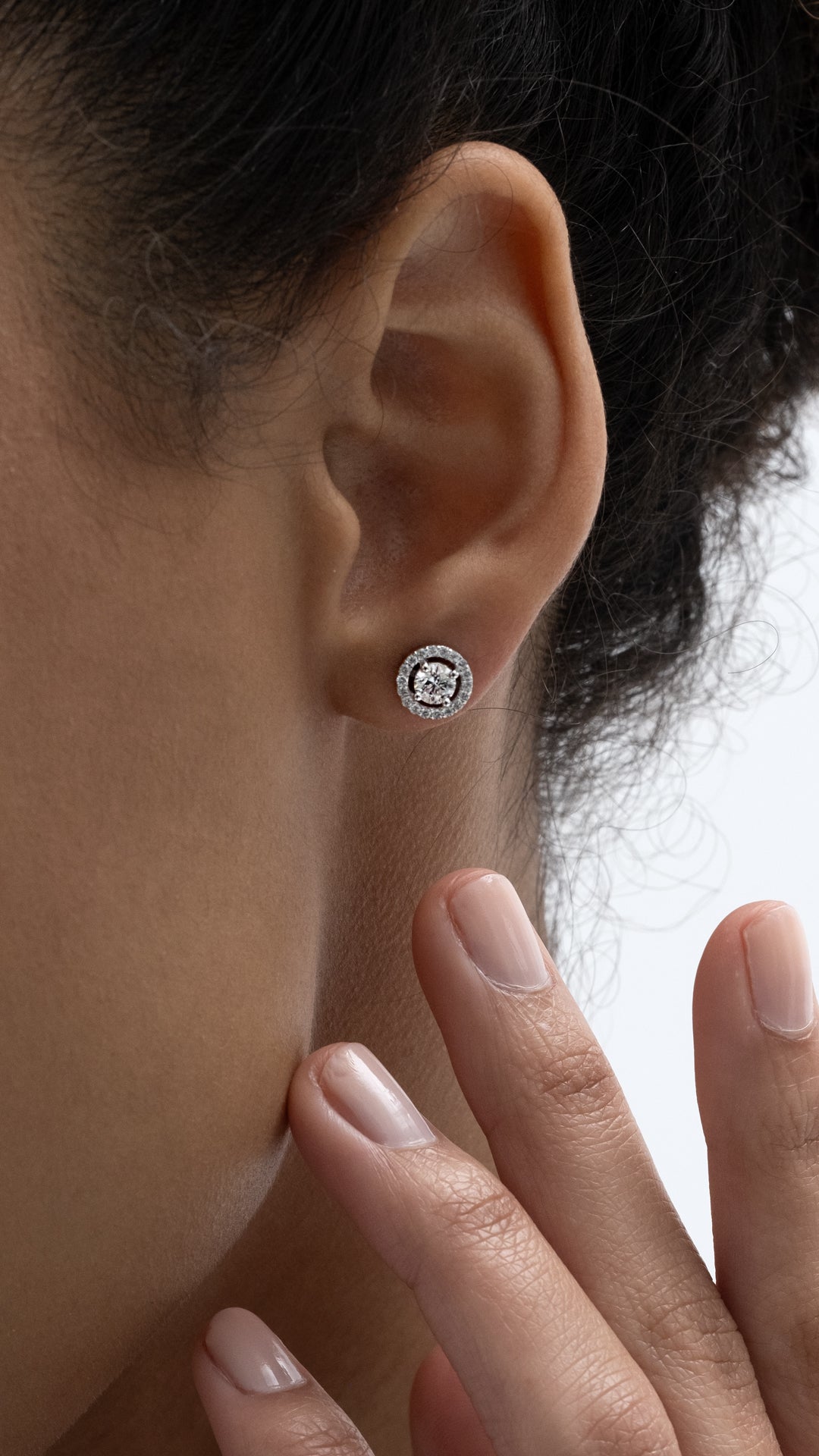 Cercei TK1135-E din aur alb 14k forma rotunda cu diamante - Bijuterii LA ROSA