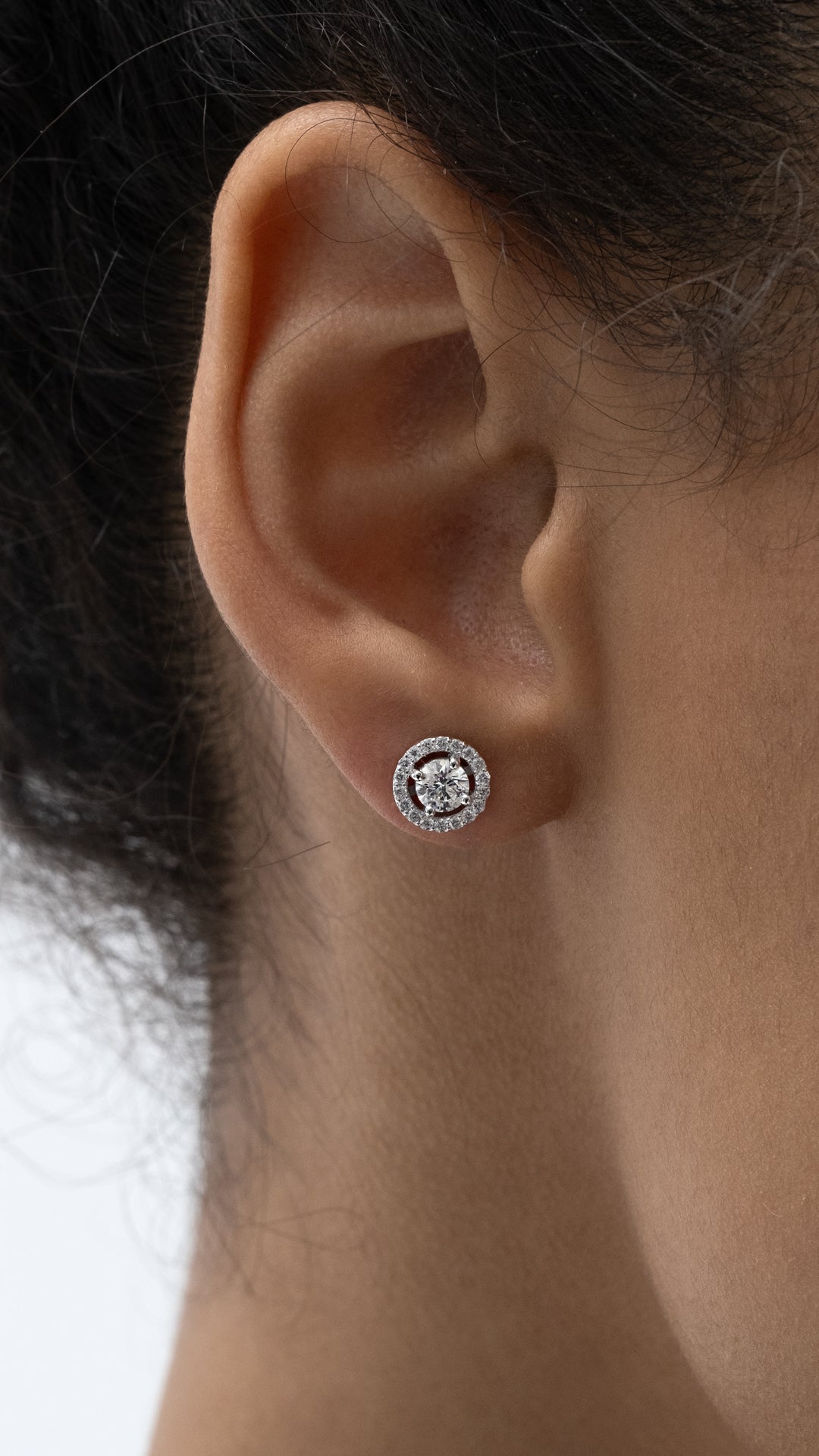 Cercei TK1135-E din aur alb 14k forma rotunda cu diamante - Bijuterii LA ROSA