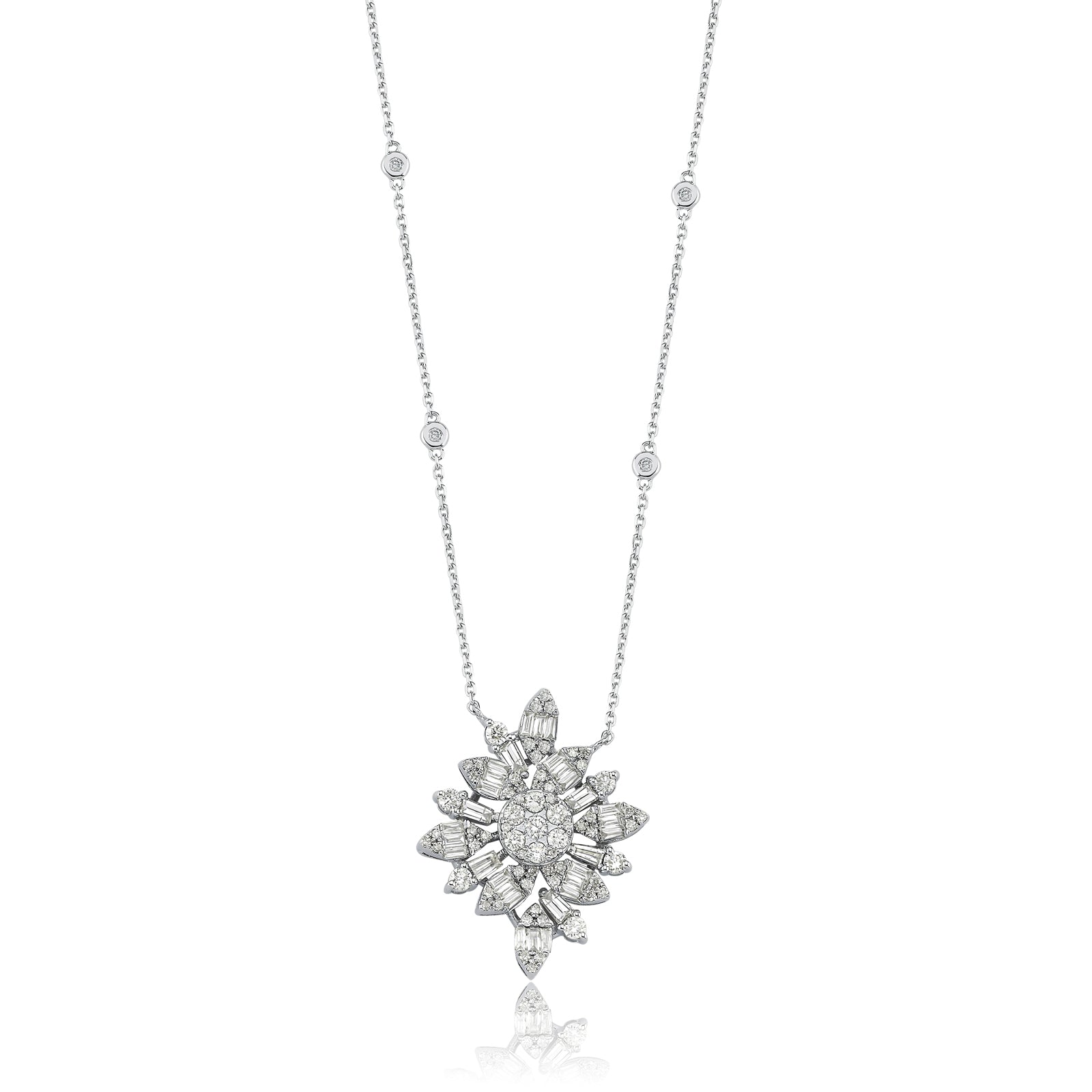 Colier CN0227M din aur alb 14k cu diamante - Bijuterii LA ROSA