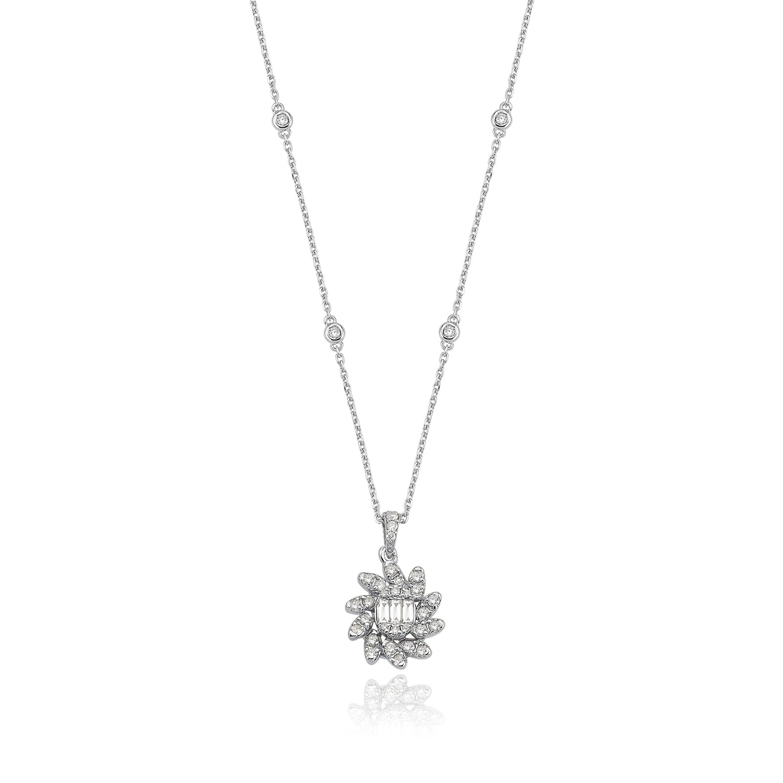 Colier CN0581M din aur alb 14k cu diamante - Bijuterii LA ROSA