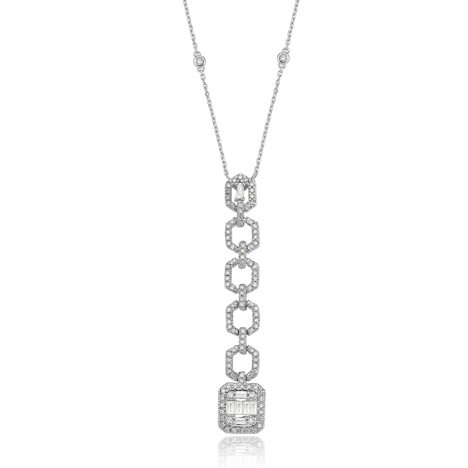 Colier CN0630M din aur alb 14k cu diamante - Bijuterii LA ROSA
