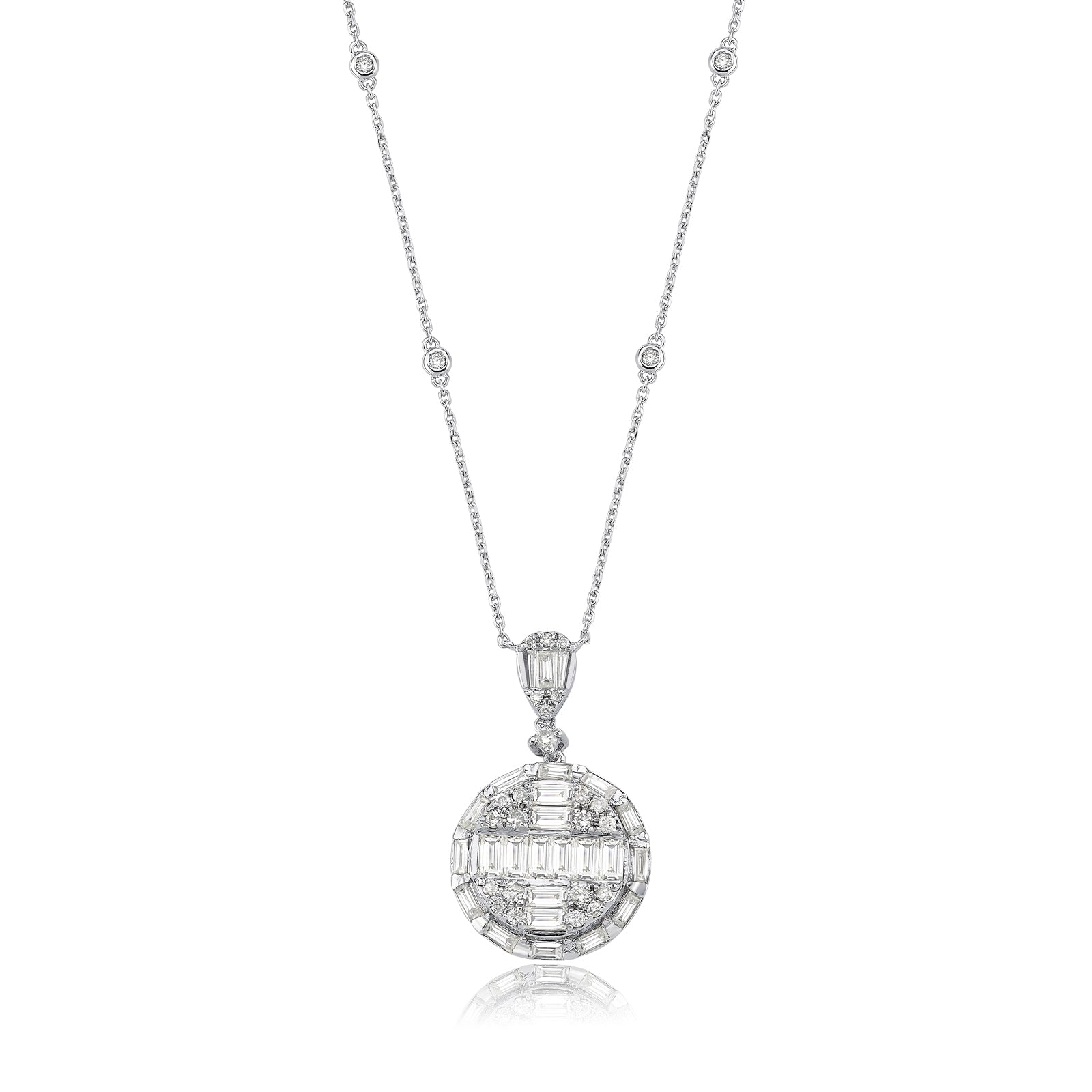 Colier CN0951M din aur alb 14k cu diamante - Bijuterii LA ROSA