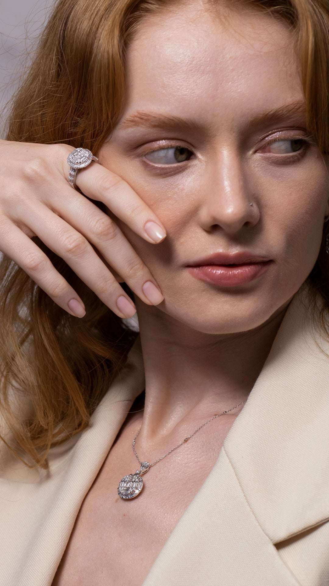 Colier CN0951M din aur alb 14k cu diamante - Bijuterii LA ROSA