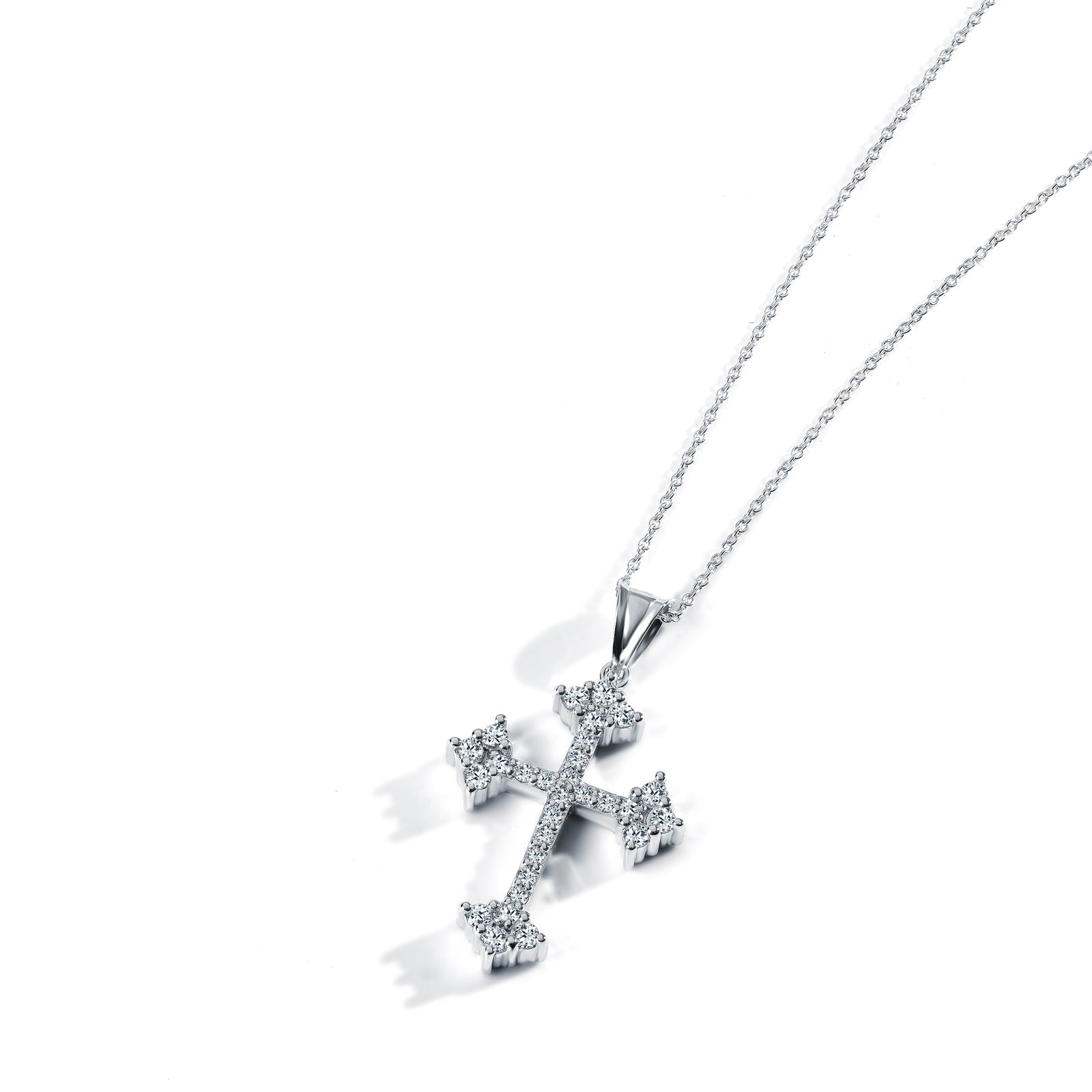 Colier CR0014 din aur alb 14k forma cruce - Bijuterii LA ROSA