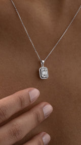 Colier MD17411 din aur alb 14k cu diamante baguette - Bijuterii LA ROSA