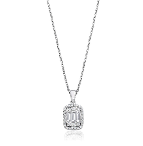 Colier MD17411 din aur alb 14k cu diamante baguette - Bijuterii LA ROSA