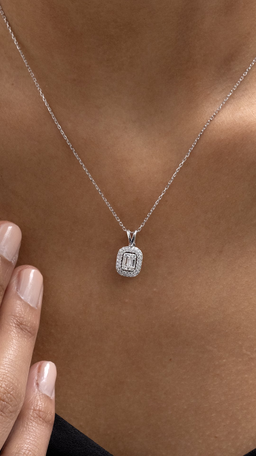 Colier MD17645 din aur alb 14k cu diamante - Bijuterii LA ROSA