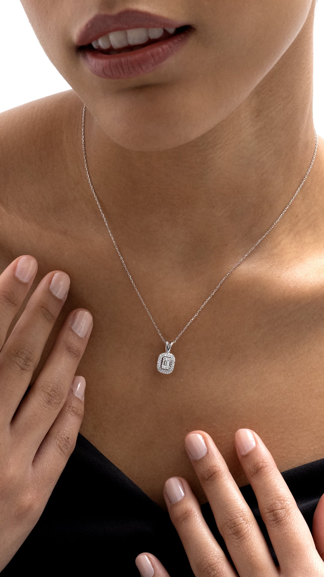 Colier MD17645 din aur alb 14k cu diamante - Bijuterii LA ROSA