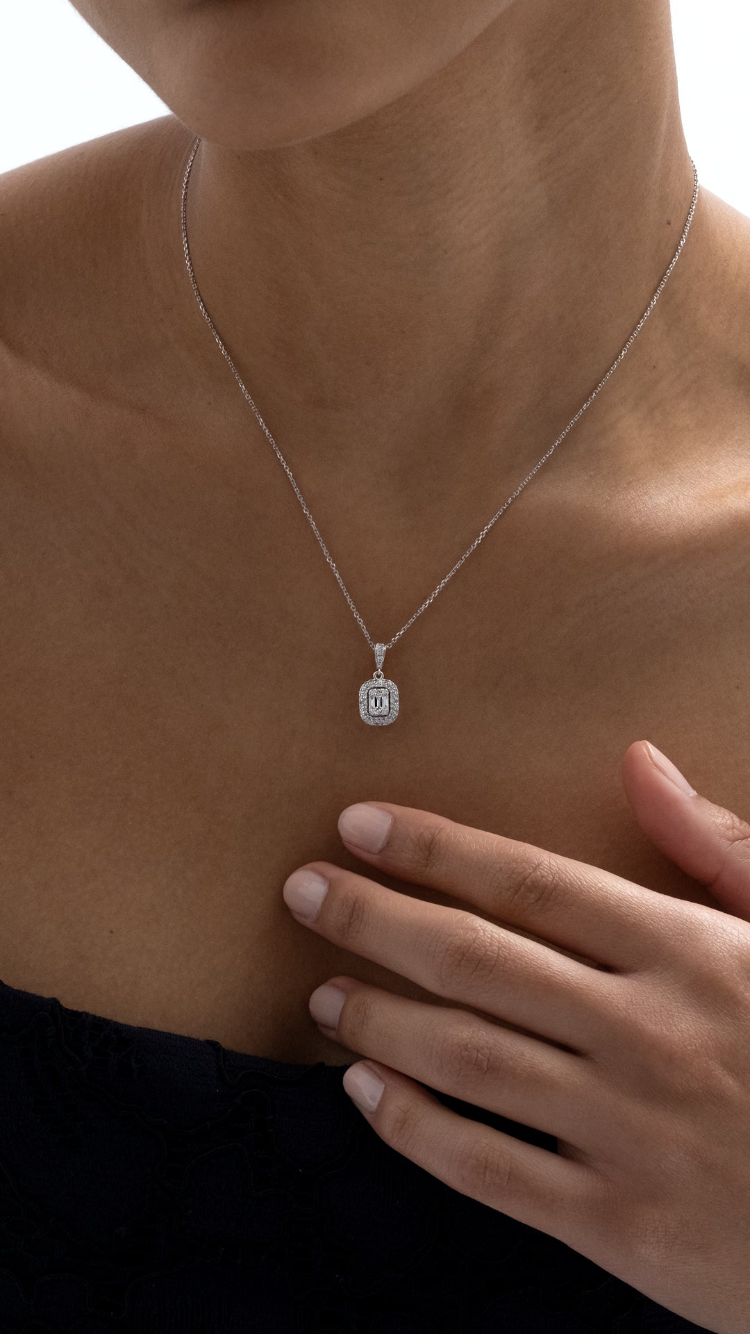 Colier MD43216 din aur alb 14k cu diamante - Bijuterii LA ROSA