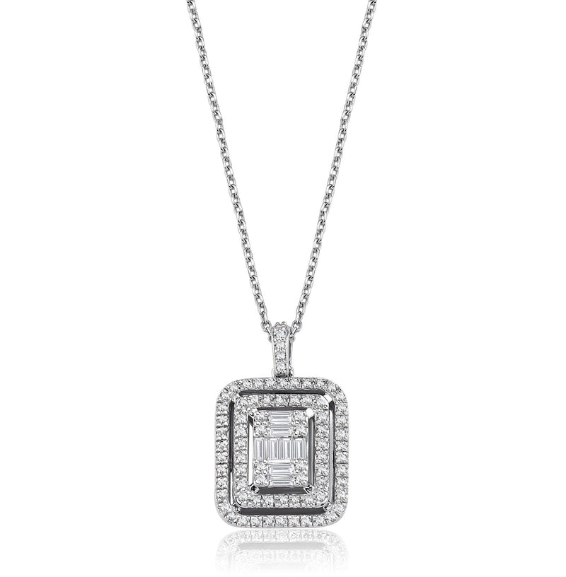 Colier MD50552 din aur alb 14k forma dreptunghi cu diamante - Bijuterii LA ROSA