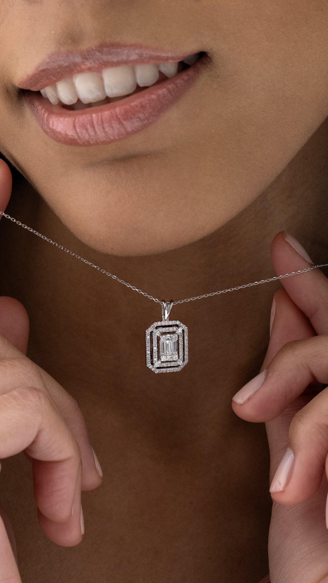 Colier MD51102 din aur alb 14k cu diamante - Bijuterii LA ROSA