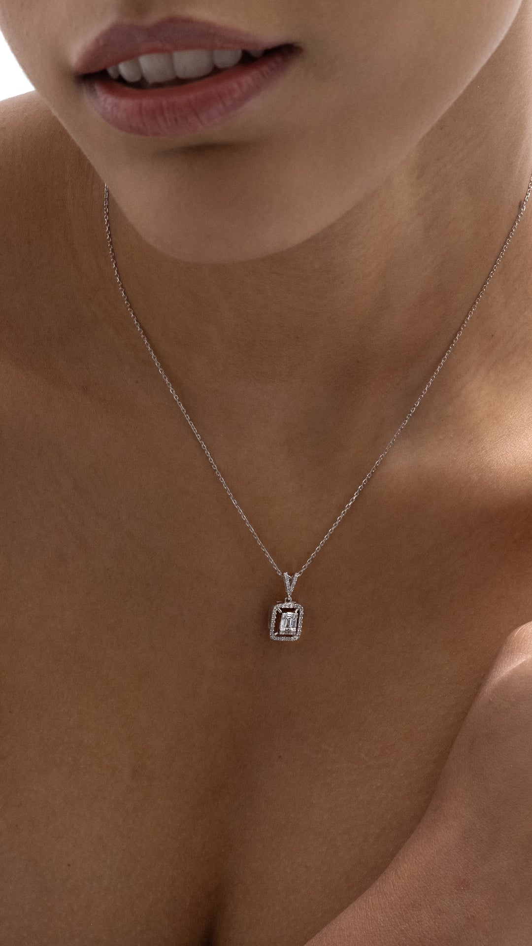 Colier MD52446 din aur alb 14k cu diamante - Bijuterii LA ROSA