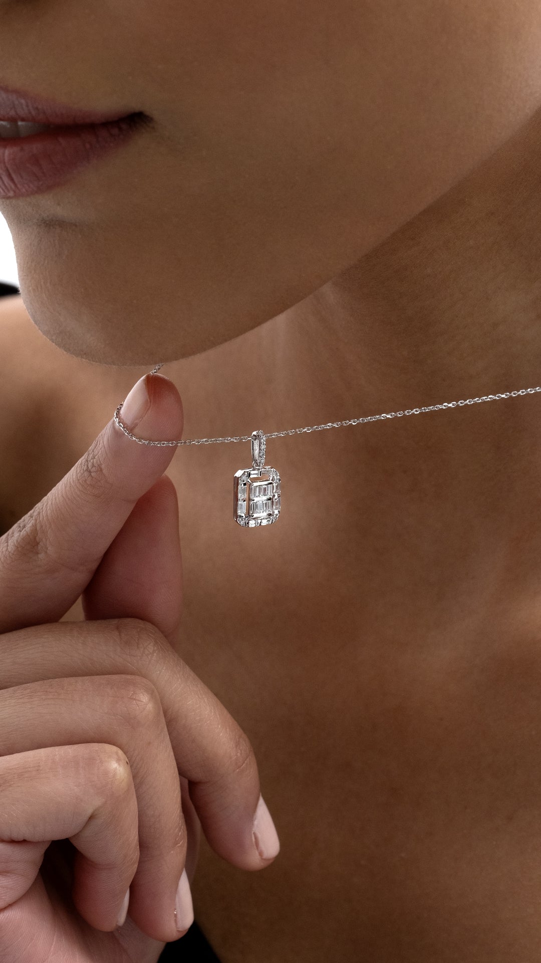 Colier MD54702 din aur alb 14k cu diamante - Bijuterii LA ROSA