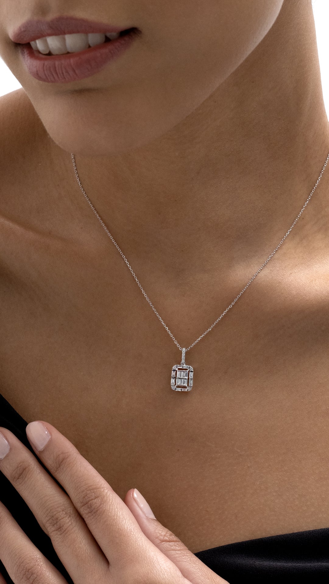 Colier MD54702 din aur alb 14k cu diamante - Bijuterii LA ROSA